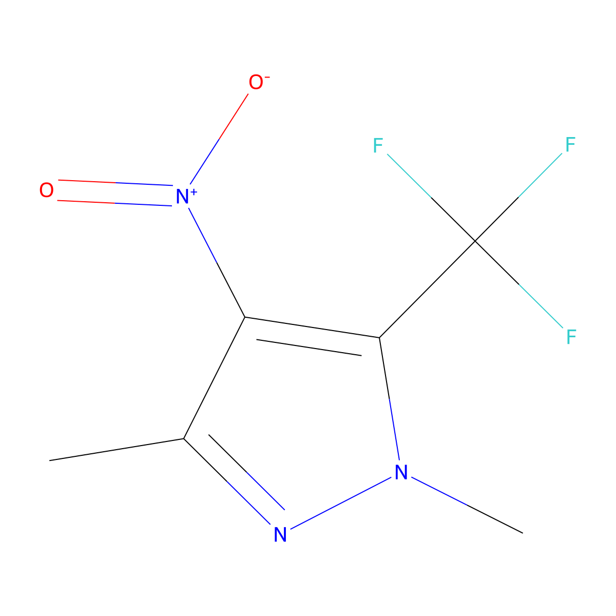 1,3-dimethyl-4-nitro-5-(trifluoromethyl)-1H-pyrazole molecular structure, CAS 1005576-58-8