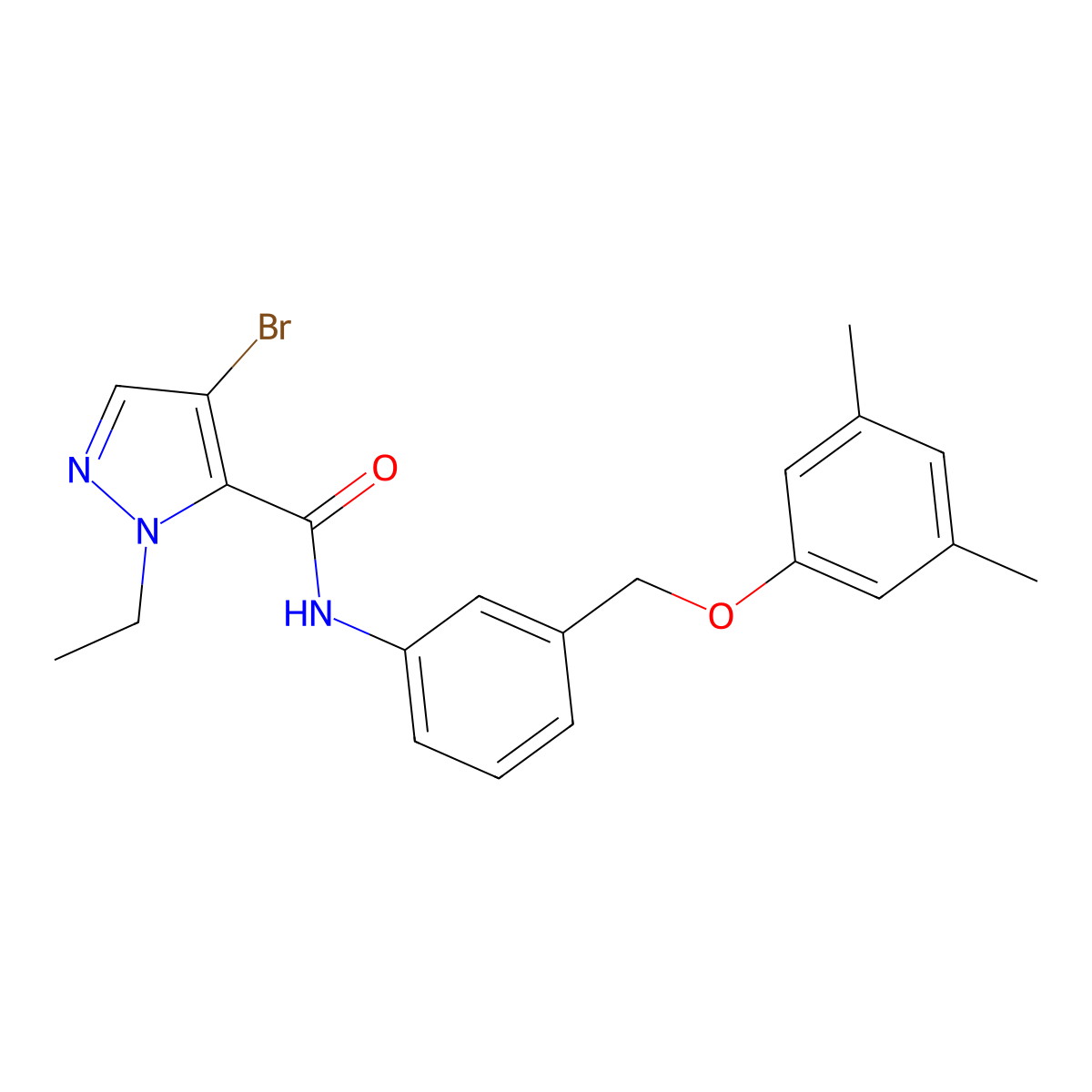 4-bromo-N-{3-[(3,5-dimethylphenoxy)methyl]phenyl}-1-ethyl-1H-pyrazole-5-carboxamide molecular structure, CAS 1005576-59-9