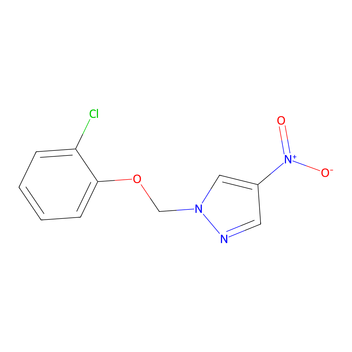 1-((2-Chlorophenoxy)methyl)-4-nitro-1H-pyrazole molecular structure, CAS 1005576-68-0