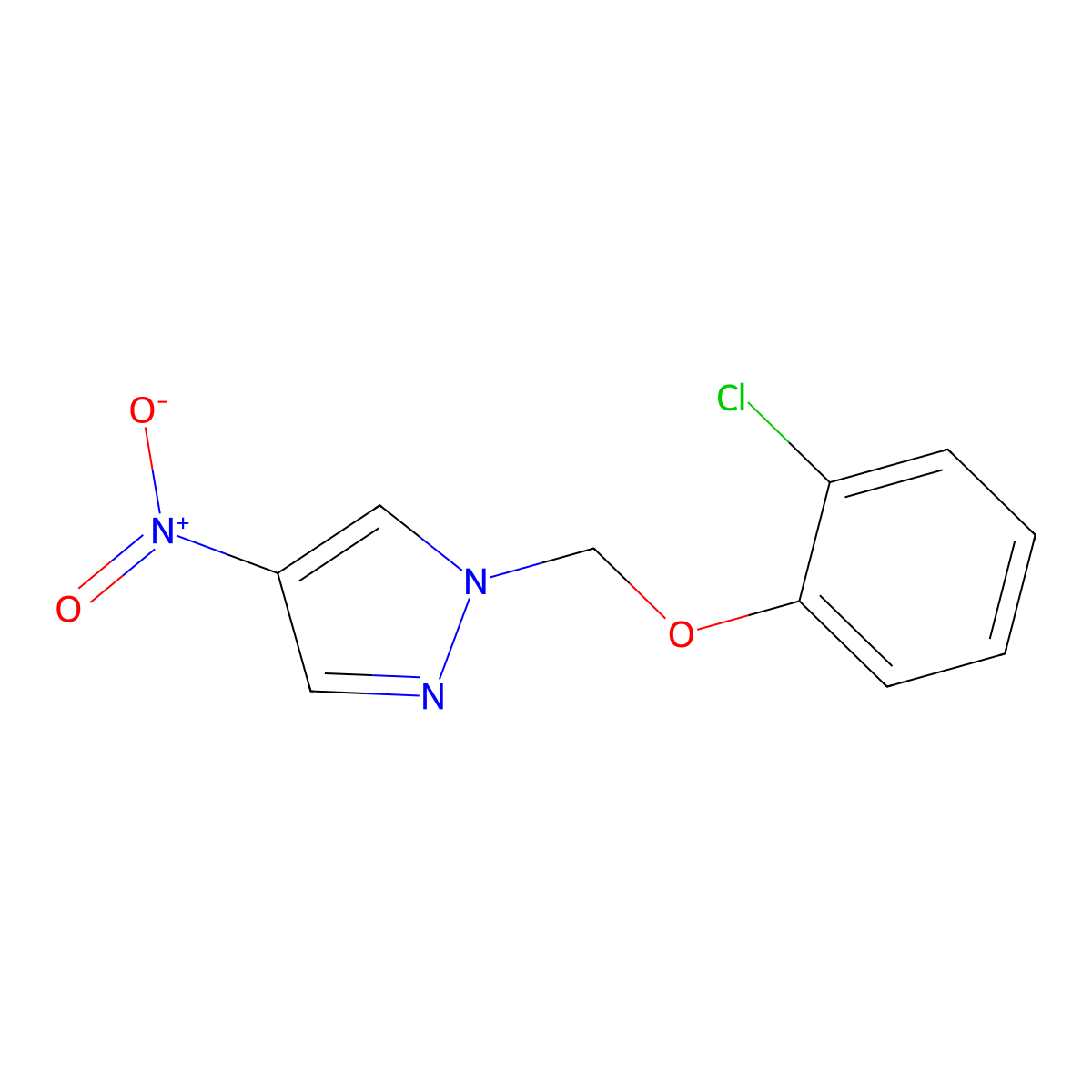 1-((2-Chlorophenoxy)methyl)-4-nitro-1H-pyrazole molecular structure, CAS 1005576-68-0