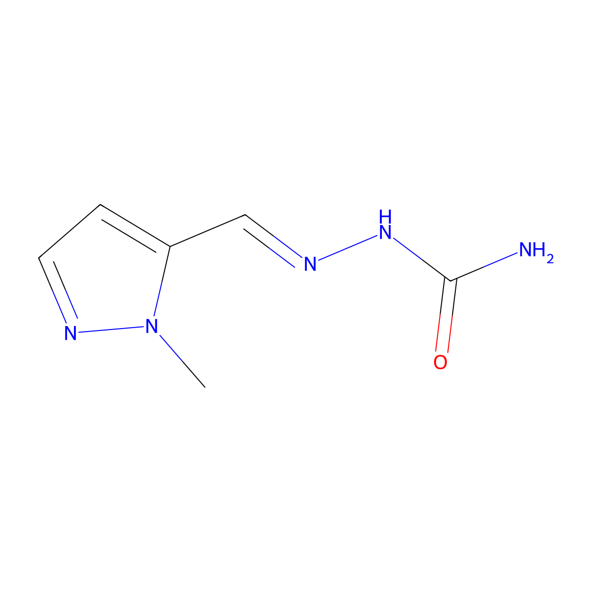 2-[(1-Methyl-1H-pyrazol-5-yl)methylene]hydrazinecarboxamide molecular structure, CAS 1005576-69-1