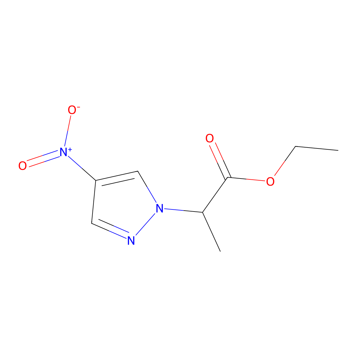 ethyl 2-(4-nitro-1H-pyrazol-1-yl)propanoate molecular structure, CAS 1005576-81-7