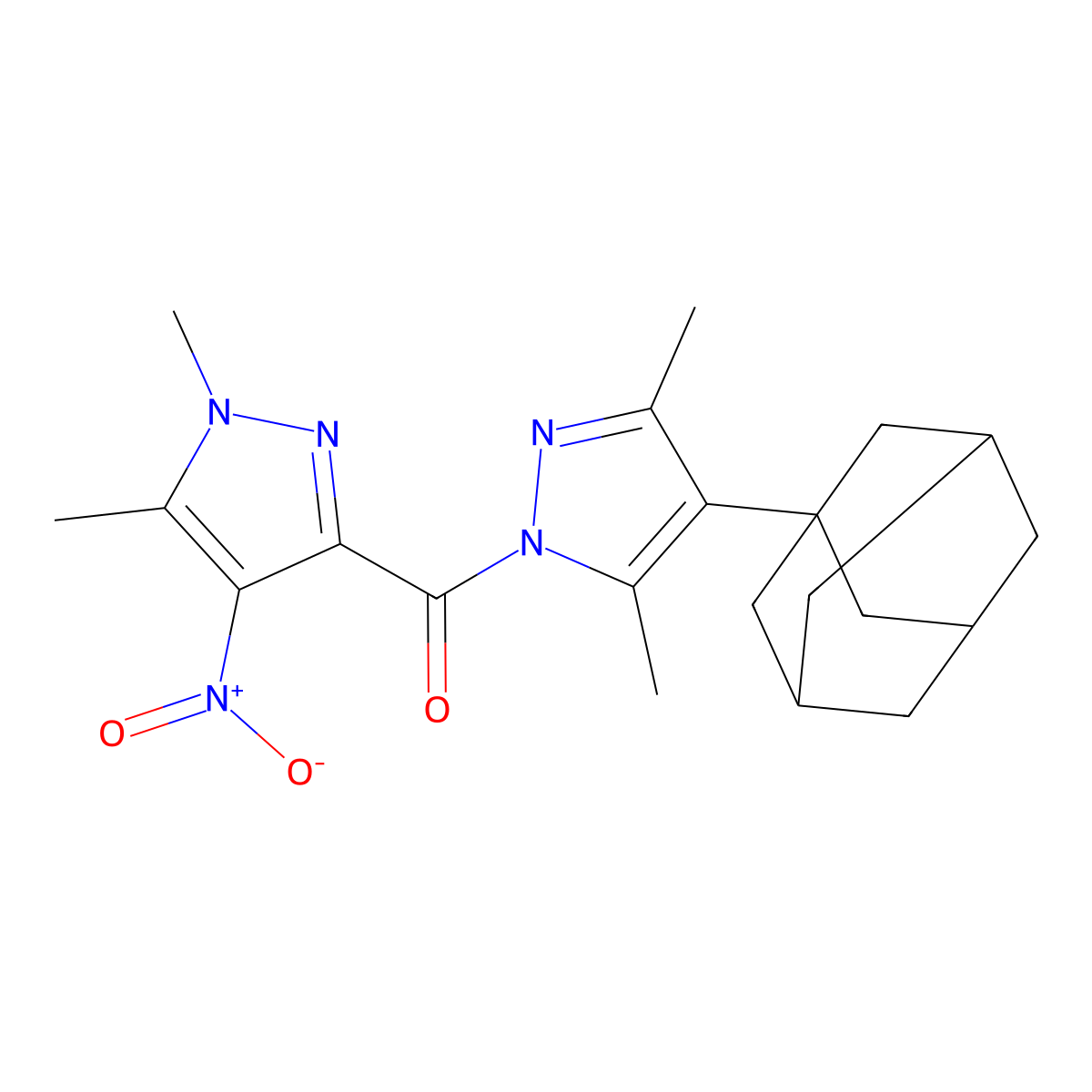 [4-(1-Adamantyl)-3,5-dimethylpyrazol-1-yl]-(1,5-dimethyl-4-nitropyrazol-3-yl)methanone molecular structure, CAS 1005576-83-9