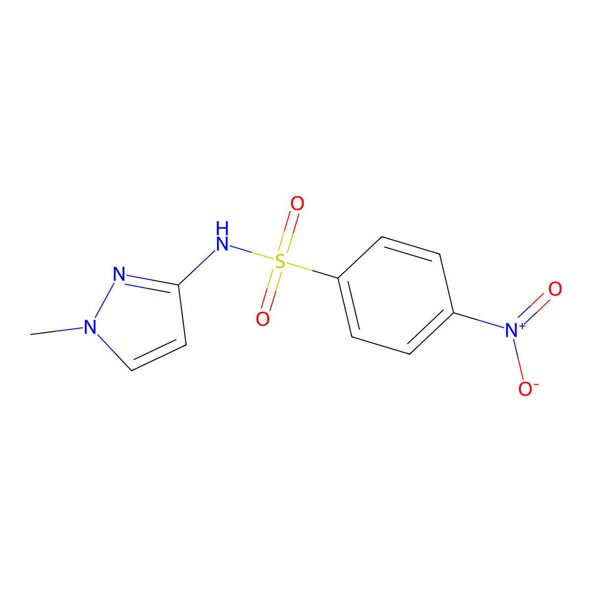 N-(1-methyl-1H-pyrazol-3-yl)-4-nitrobenzenesulfonamide molecular structure, CAS 1005576-86-2