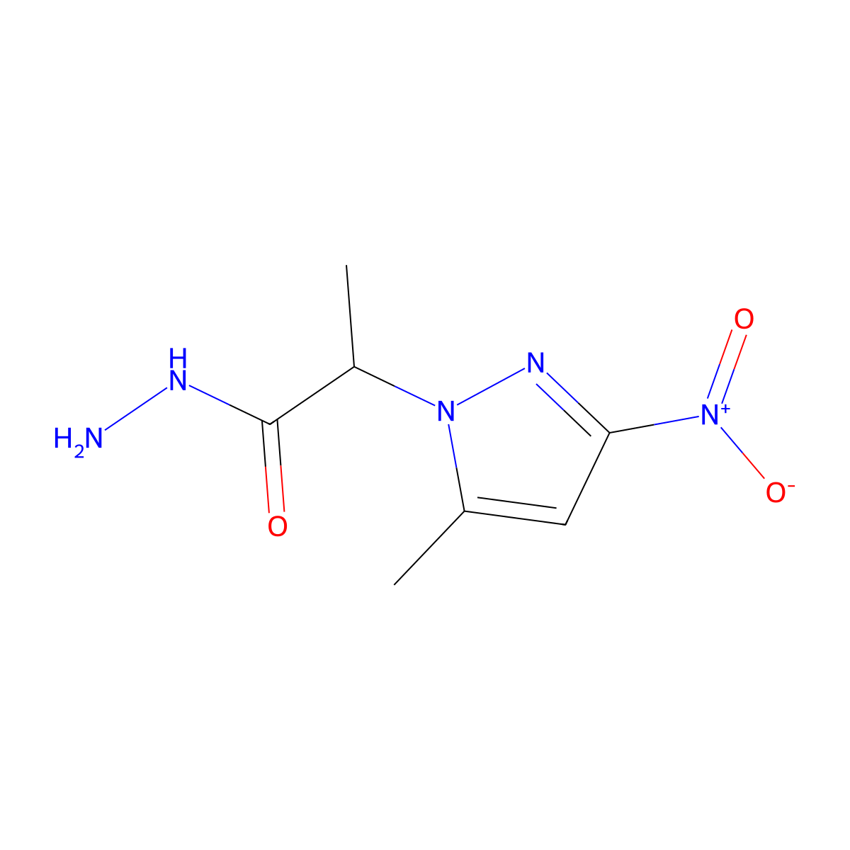 2-(5-methyl-3-nitro-1H-pyrazol-1-yl)propanehydrazide molecular structure, CAS 1005576-88-4