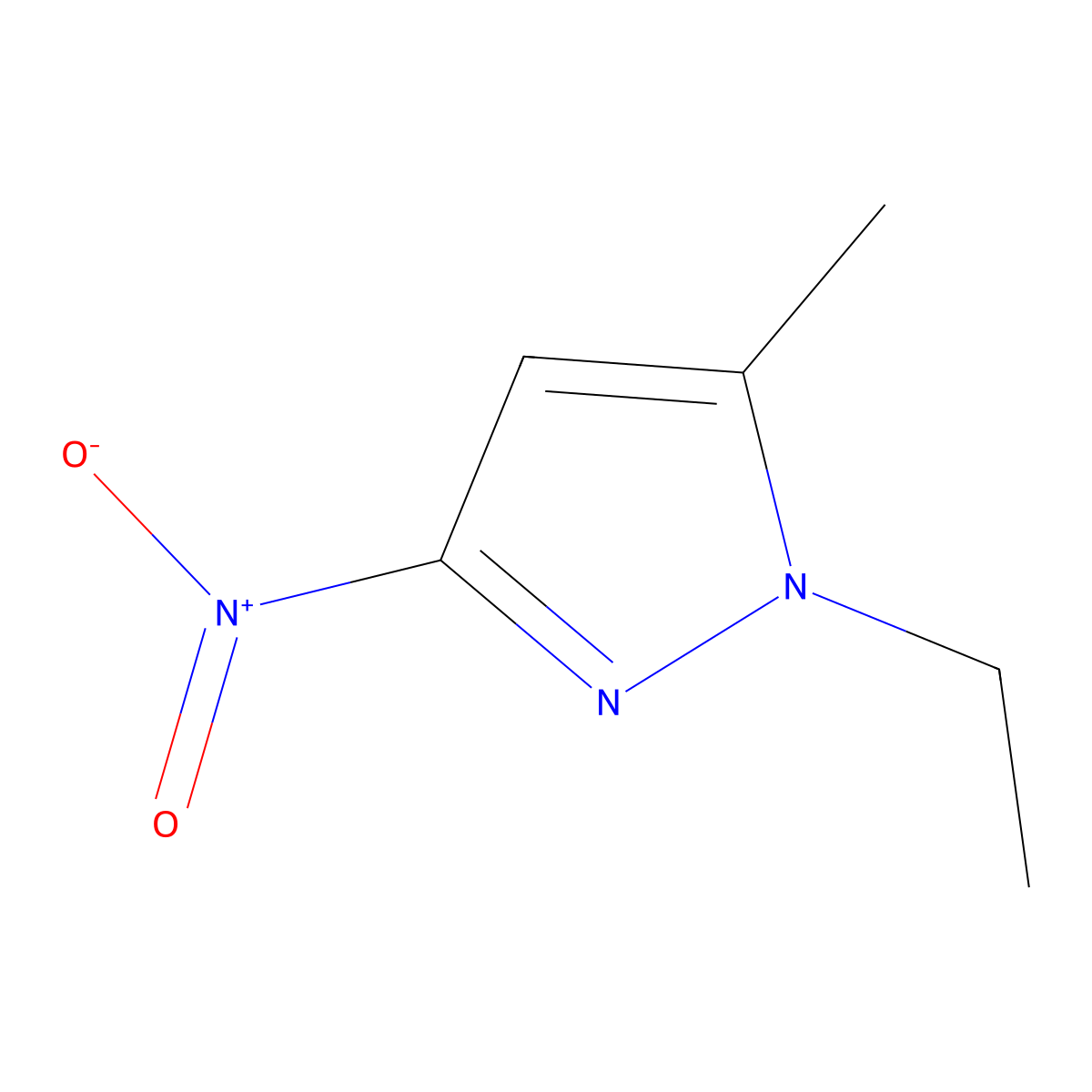 1-ethyl-5-methyl-3-nitro-1H-pyrazole molecular structure, CAS 1005576-92-0