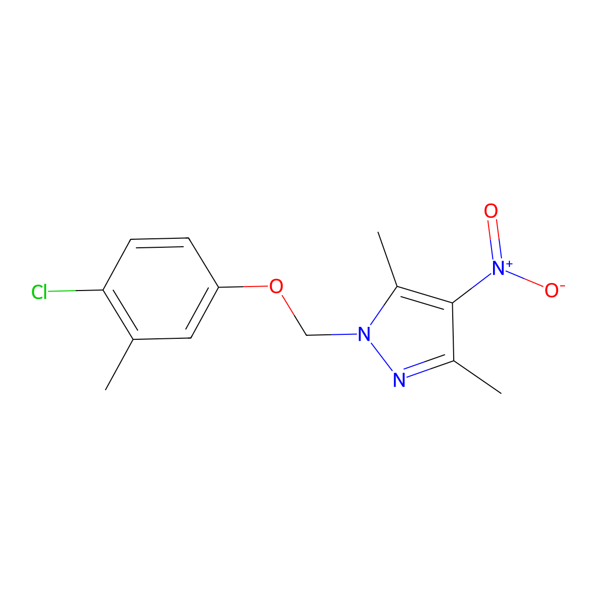 1-[(4-chloro-3-methylphenoxy)methyl]-3,5-dimethyl-4-nitro-1H-pyrazole molecular structure, CAS 1005577-05-8