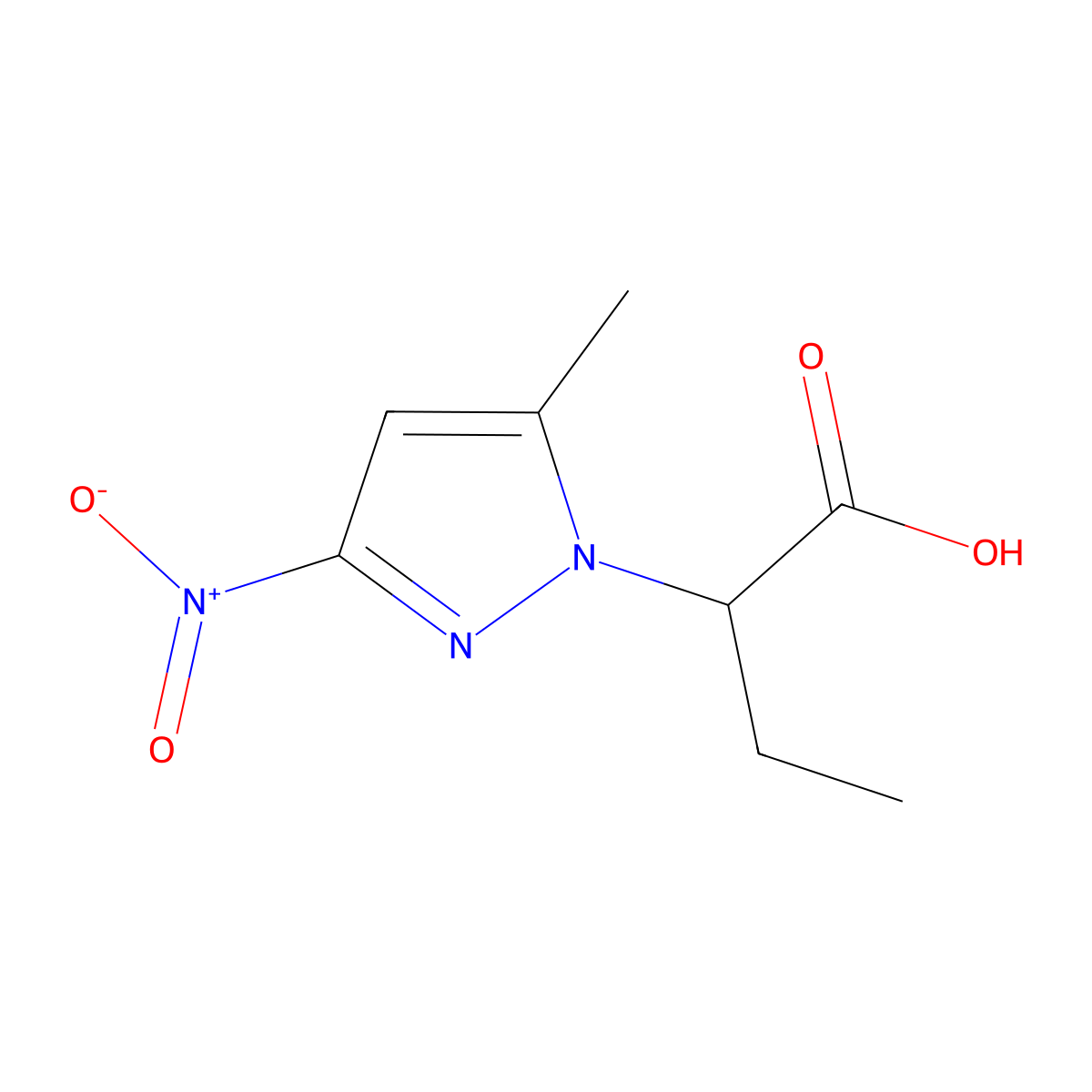 2-(5-methyl-3-nitro-1H-pyrazol-1-yl)butanoic acid molecular structure, CAS 1005577-15-0