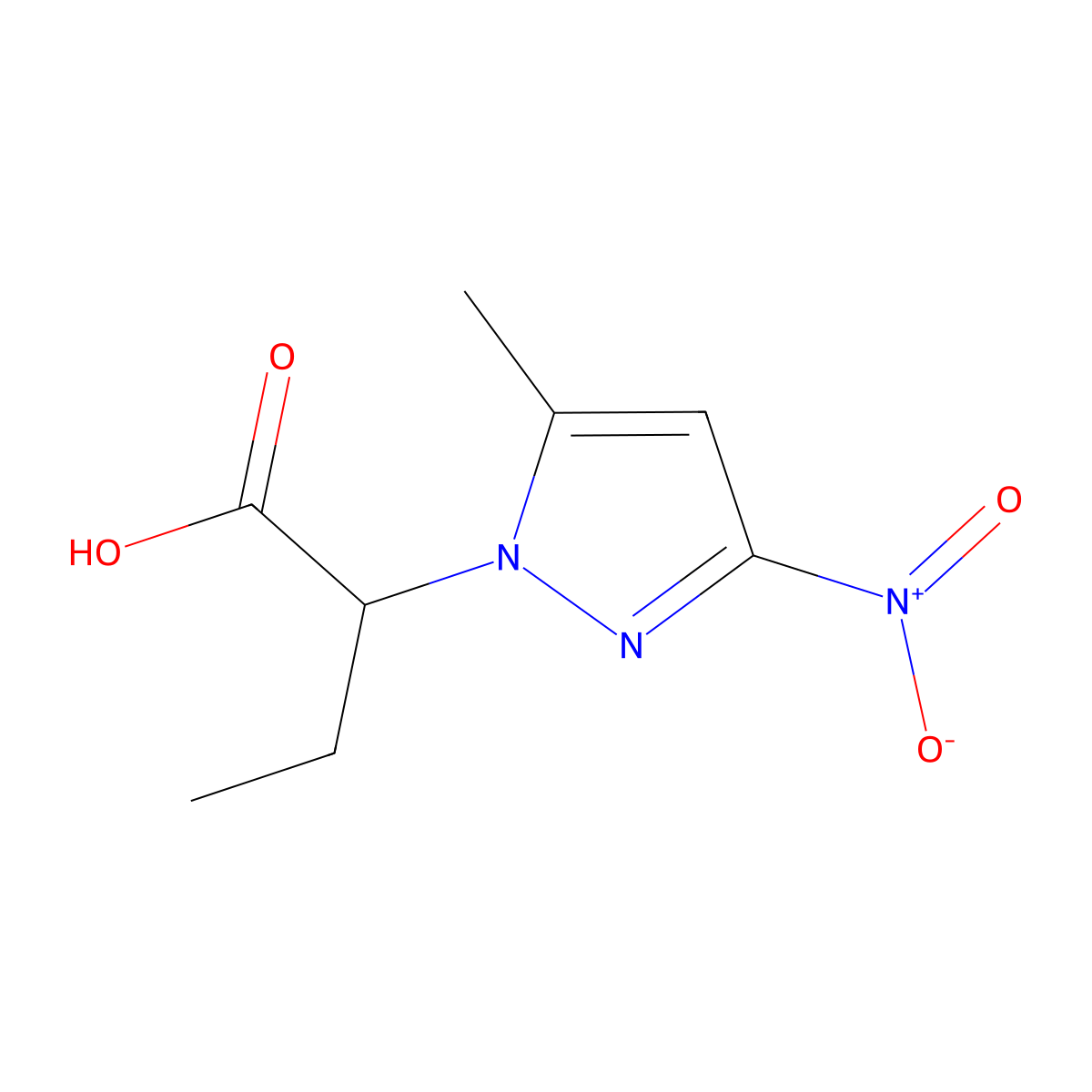 2-(5-methyl-3-nitro-1H-pyrazol-1-yl)butanoic acid molecular structure, CAS 1005577-15-0