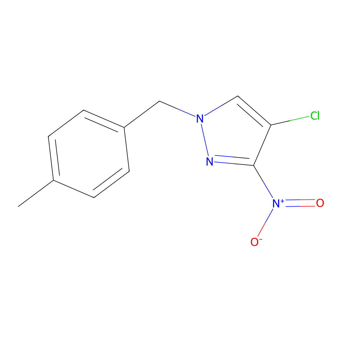 4-chloro-1-(4-methylbenzyl)-3-nitro-1H-pyrazole molecular structure, CAS 1005577-45-6