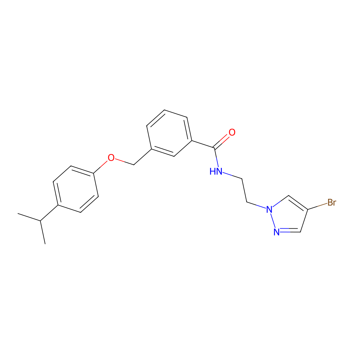 N-[2-(4-bromo-1H-pyrazol-1-yl)ethyl]-3-{[4-(propan-2-yl)phenoxy]methyl}benzamide molecular structure, CAS 1005578-40-4
