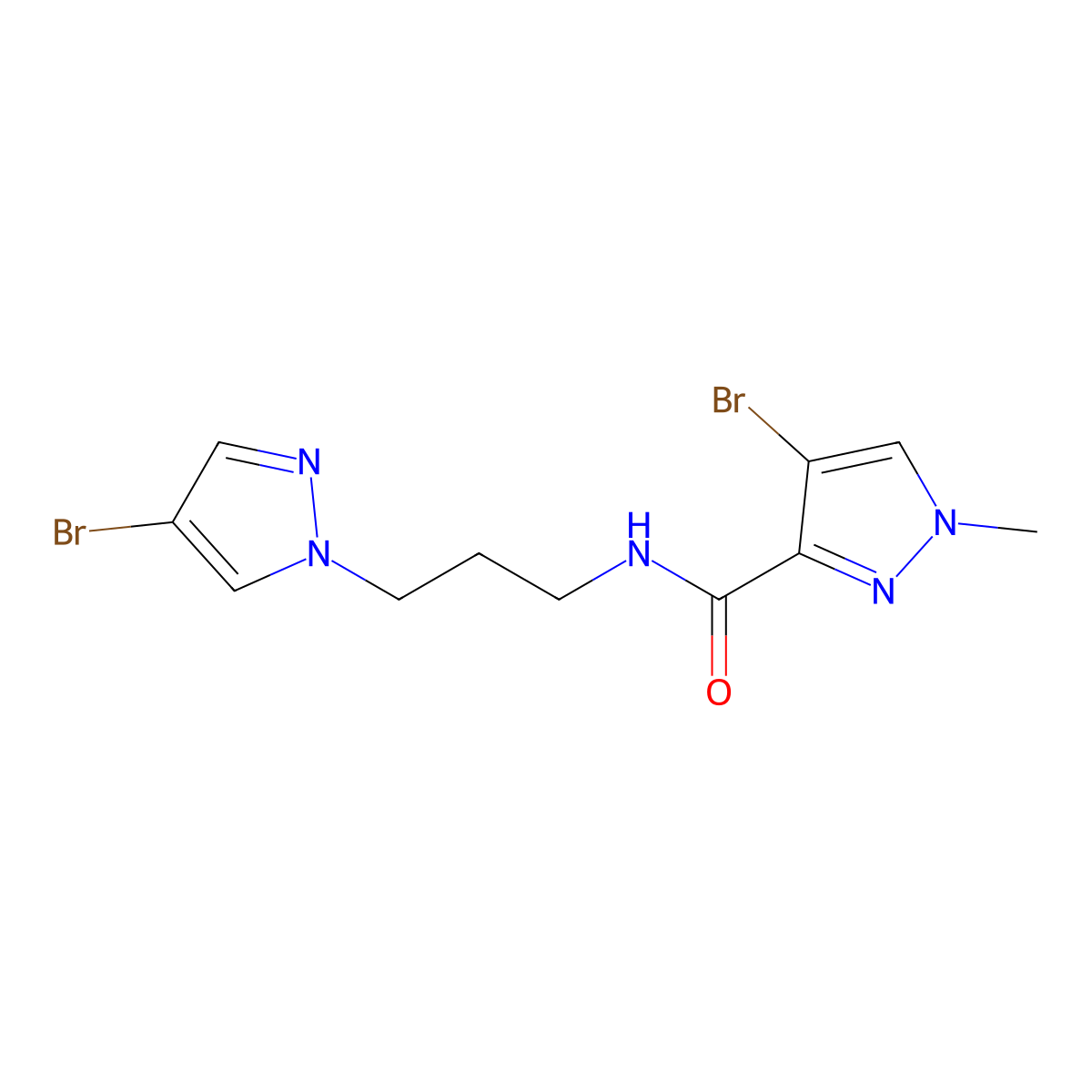 4-bromo-N-[3-(4-bromo-1H-pyrazol-1-yl)propyl]-1-methyl-1H-pyrazole-3-carboxamide molecular structure, CAS 1005579-79-2