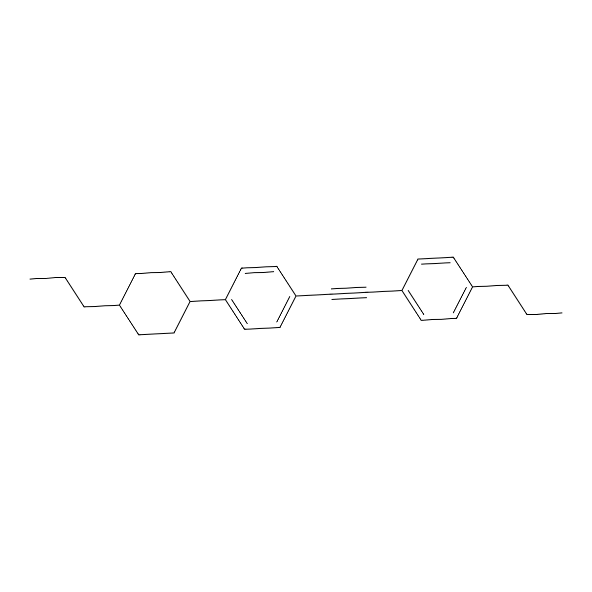1-Propyl-4-((4-(4-propylcyclohexyl)phenyl)ethynyl)benzene molecular structure, CAS 100558-53-0