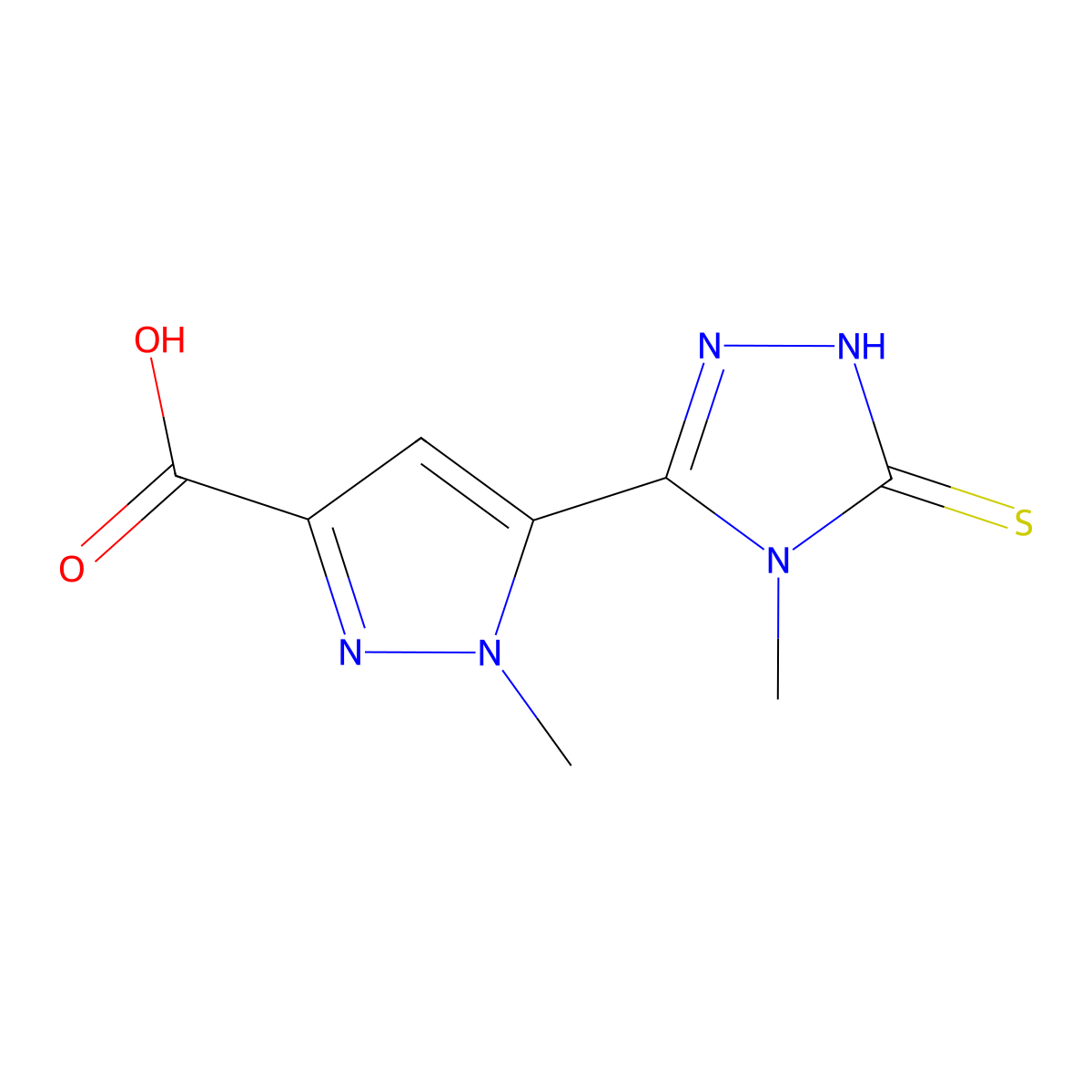 5-(5-Mercapto-4-methyl-4H-1,2,4-triazol-3-YL)-1-methyl-1H-pyrazole-3-carboxylic acid molecular structure, CAS 1005580-13-1