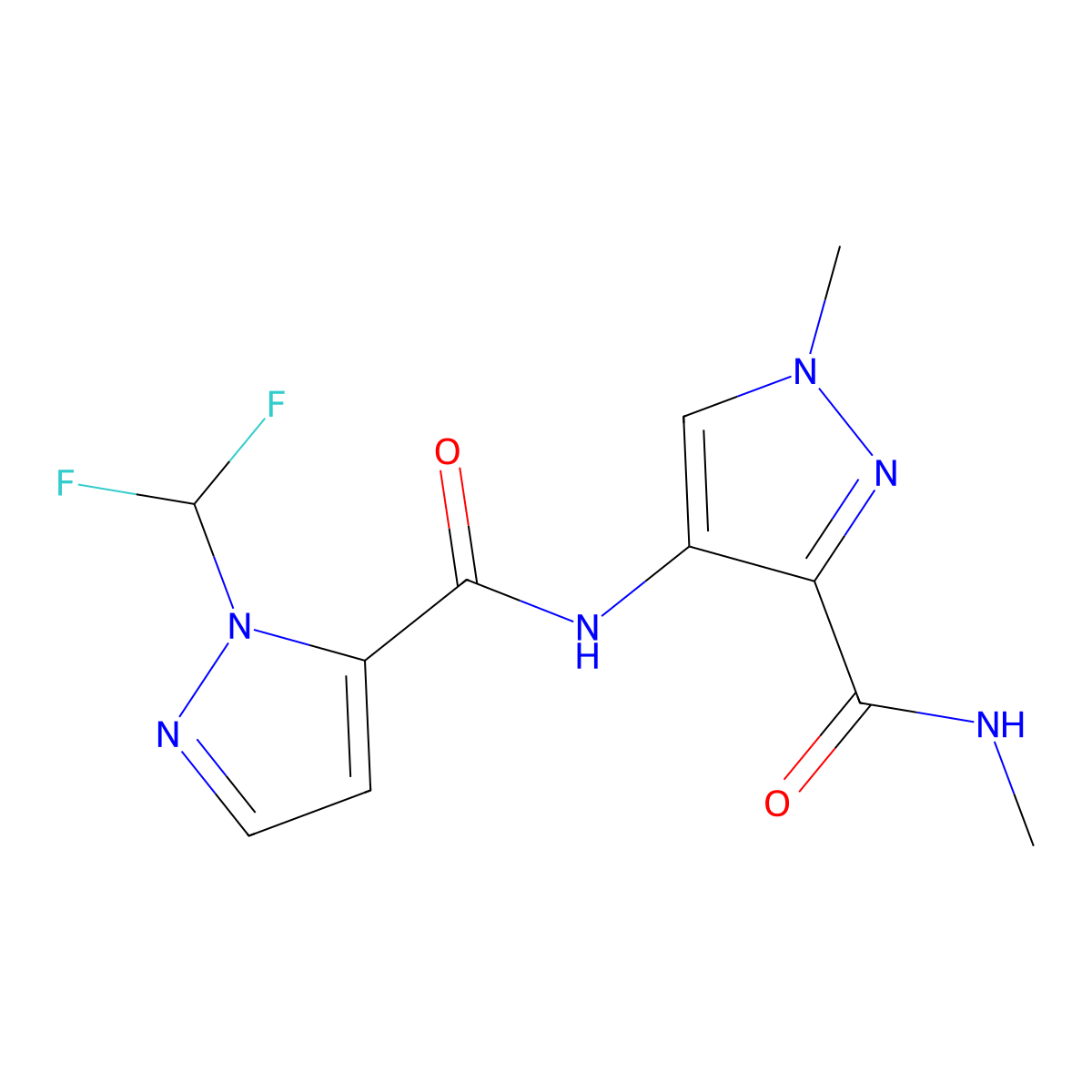 4-[[2-(difluoromethyl)pyrazole-3-carbonyl]amino]-N,1-dimethylpyrazole-3-carboxamide molecular structure, CAS 1005580-62-0