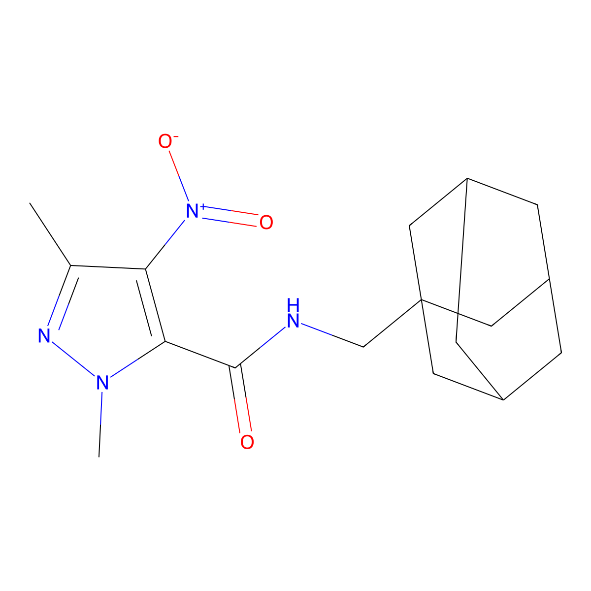 N-(1-adamantylmethyl)-2,5-dimethyl-4-nitropyrazole-3-carboxamide molecular structure, CAS 1005581-94-1