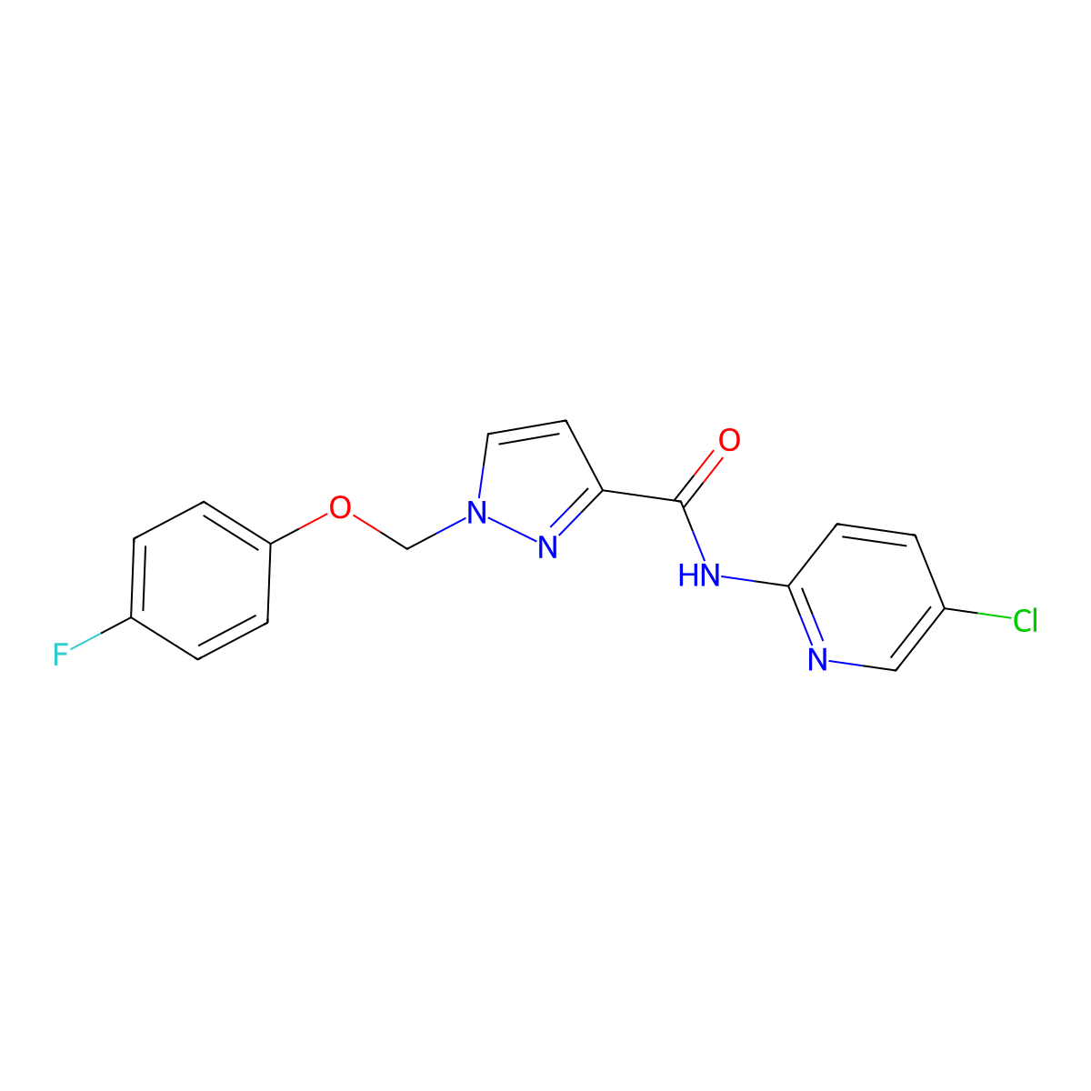 N-(5-chloropyridin-2-yl)-1-[(4-fluorophenoxy)methyl]-1H-pyrazole-3-carboxamide molecular structure, CAS 1005582-43-3