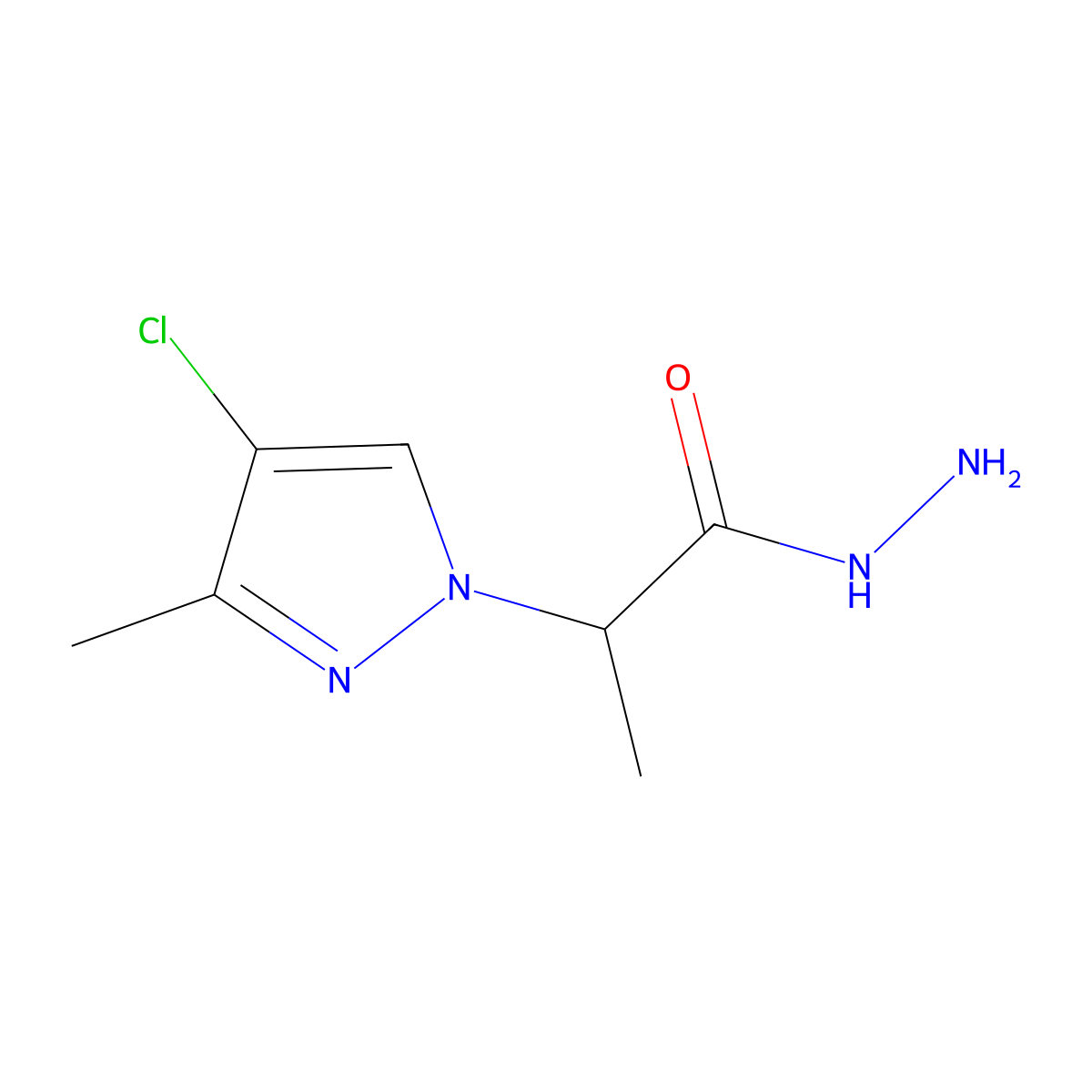 2-(4-Chloro-3-methylpyrazolyl)propanohydrazide molecular structure, CAS 1005582-65-9