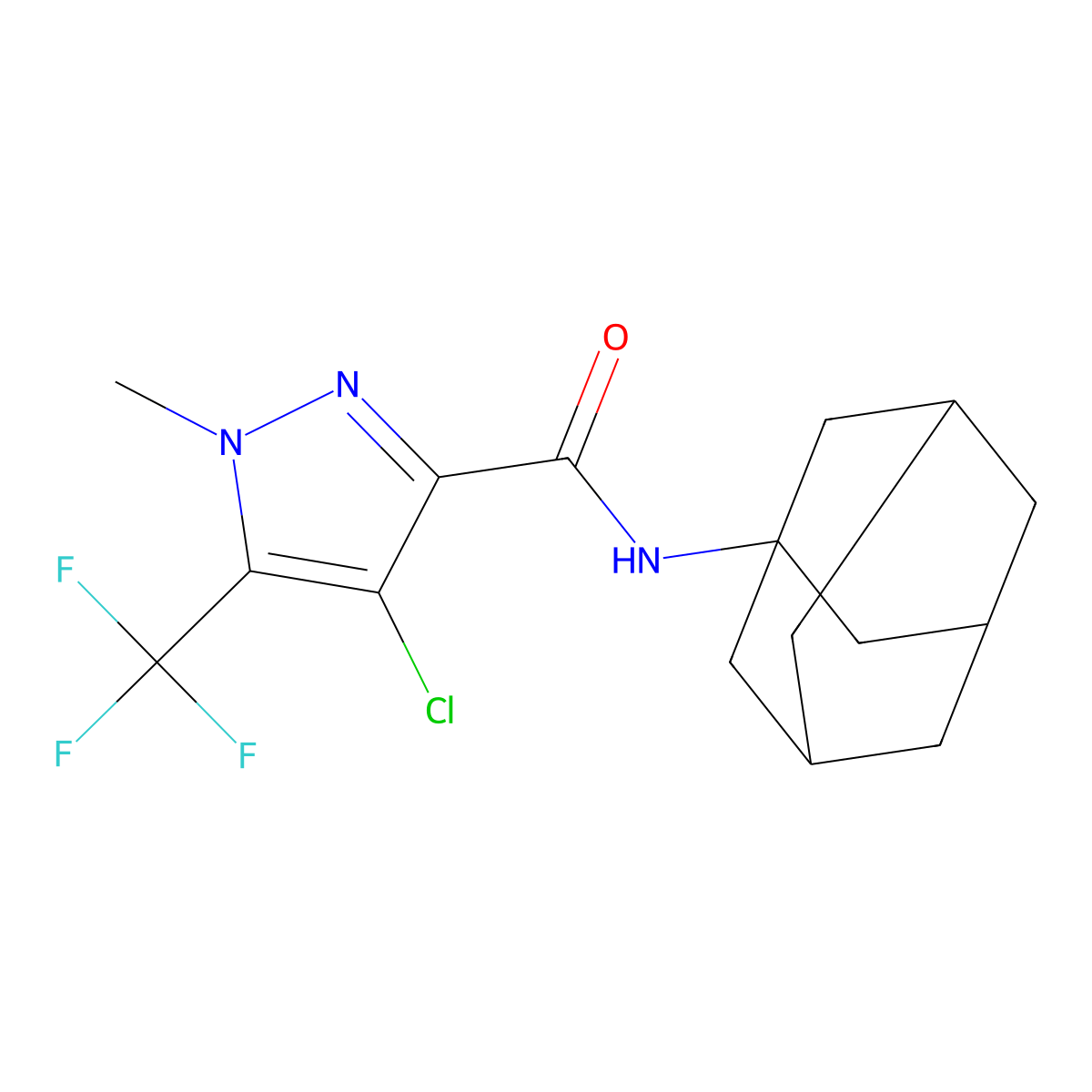 N-(1-adamantyl)-4-chloro-1-methyl-5-(trifluoromethyl)pyrazole-3-carboxamide molecular structure, CAS 1005582-78-4