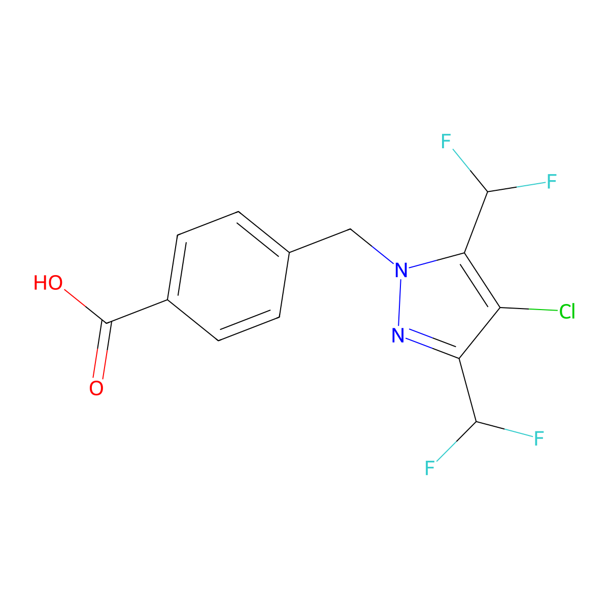 4-{[4-chloro-3,5-bis(difluoromethyl)-1H-pyrazol-1-yl]methyl}benzoic acid molecular structure, CAS 1005583-00-5