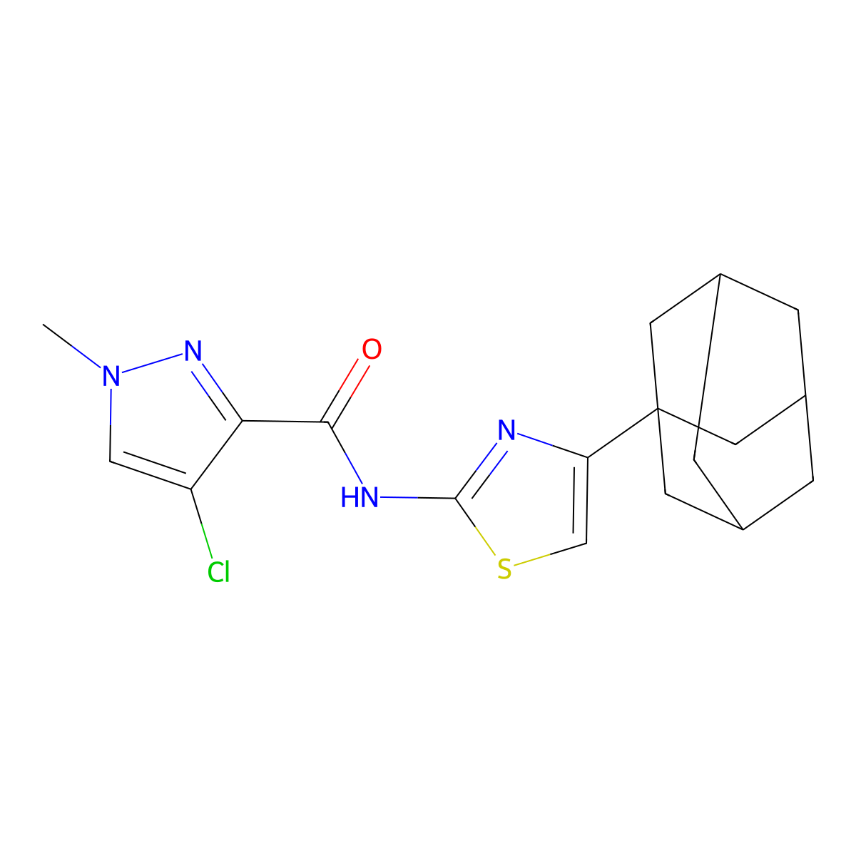 N-[4-(1-adamantyl)-1,3-thiazol-2-yl]-4-chloro-1-methylpyrazole-3-carboxamide molecular structure, CAS 1005583-15-2