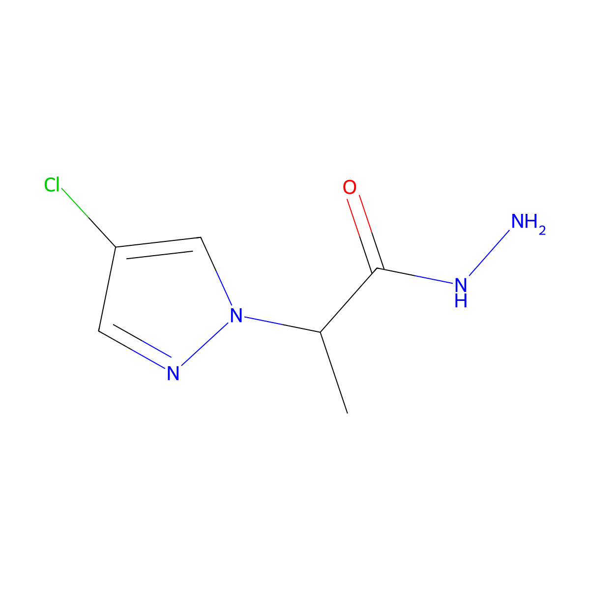 2-(4-chloro-1H-pyrazol-1-yl)propanehydrazide molecular structure, CAS 1005583-19-6