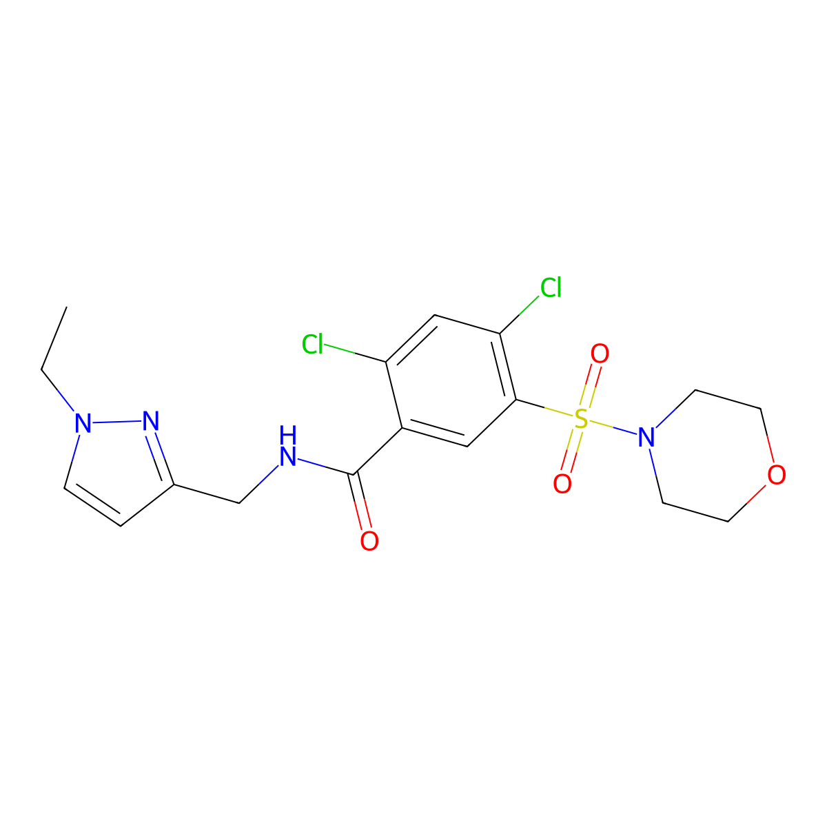 2,4-dichloro-N-[(1-ethyl-1H-pyrazol-3-yl)methyl]-5-(morpholin-4-ylsulfonyl)benzamide molecular structure, CAS 1005583-31-2