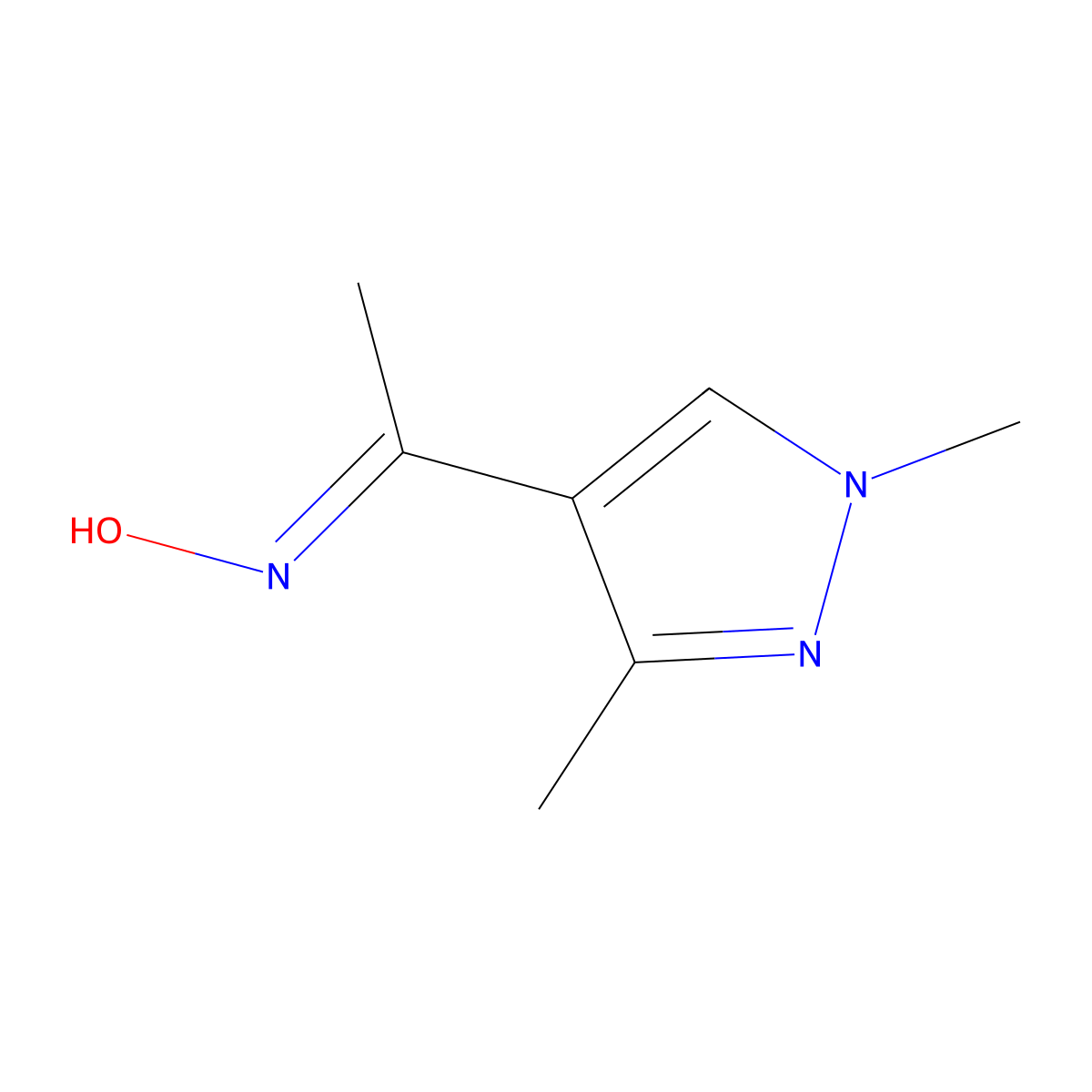 N-[1-(1,3-dimethyl-1H-pyrazol-4-yl)ethylidene]hydroxylamine molecular structure, CAS 1005583-56-1