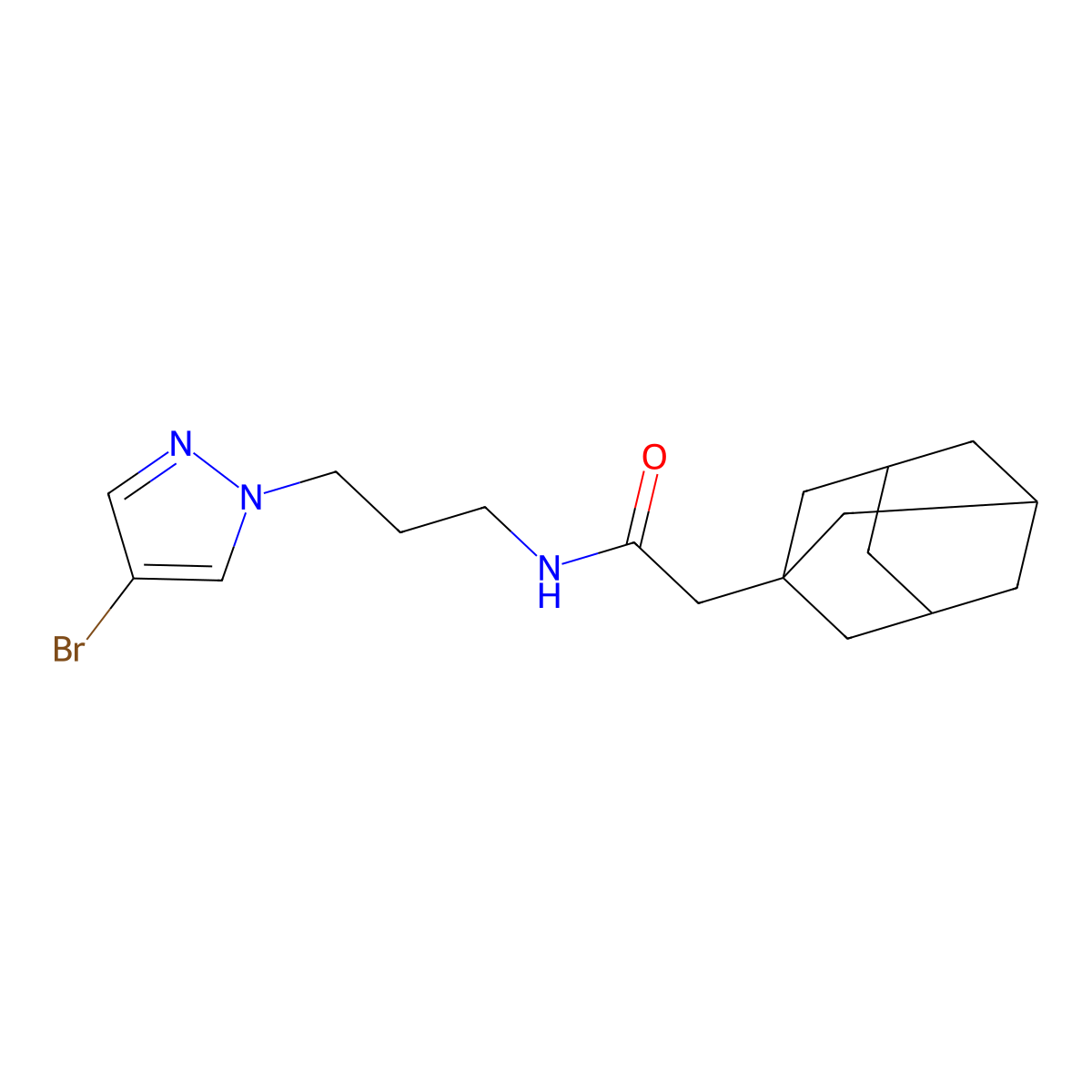 2-adamantanyl-N-[3-(4-bromopyrazolyl)propyl]acetamide molecular structure, CAS 1005583-65-2