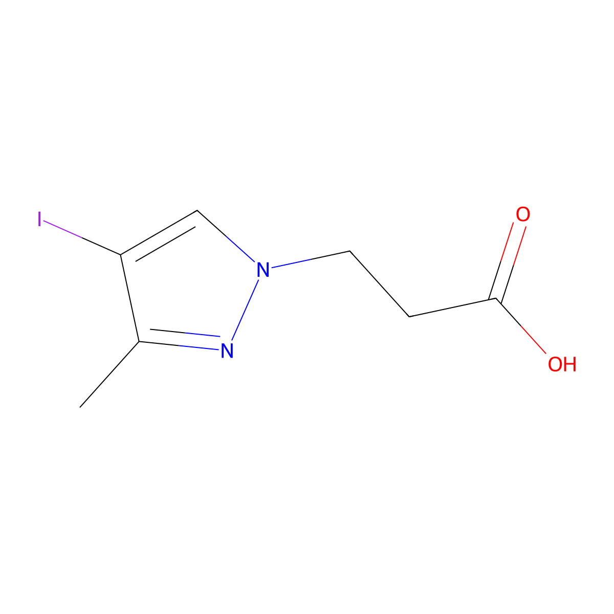 3-(4-iodo-3-methyl-1H-pyrazol-1-yl)propanoic acid molecular structure, CAS 1005583-96-9