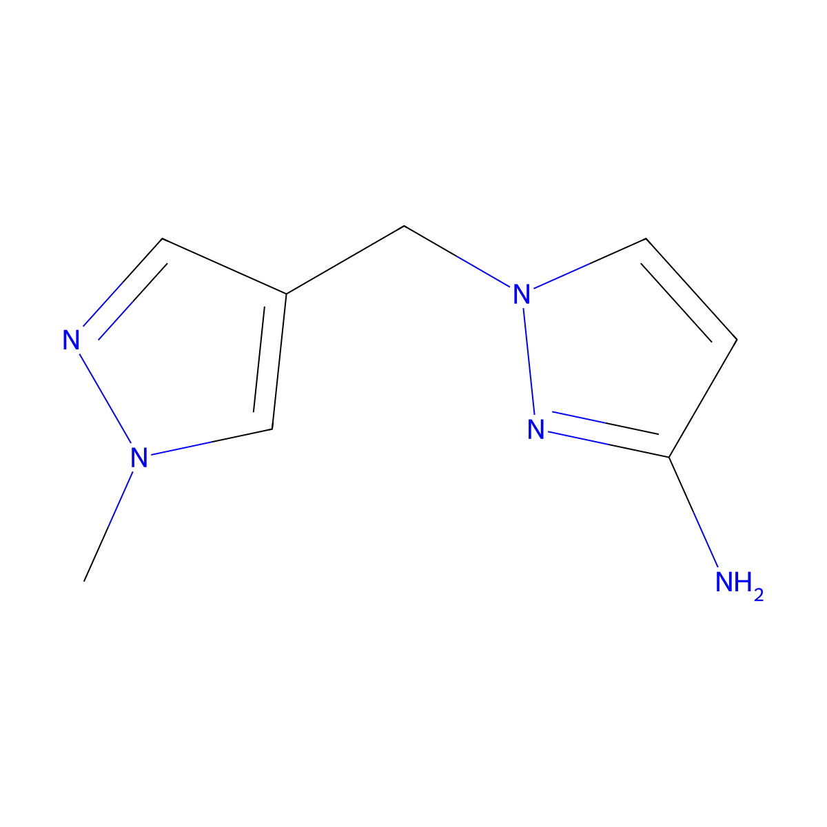 1-[(1-methyl-1H-pyrazol-4-yl)methyl]-1H-pyrazol-3-amine molecular structure, CAS 1005584-17-7