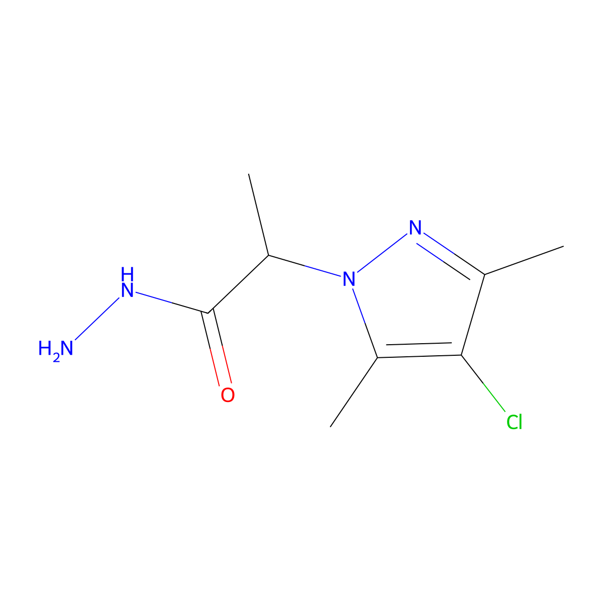 2-(4-chloro-3,5-dimethyl-1H-pyrazol-1-yl)propanehydrazide molecular structure, CAS 1005584-30-4