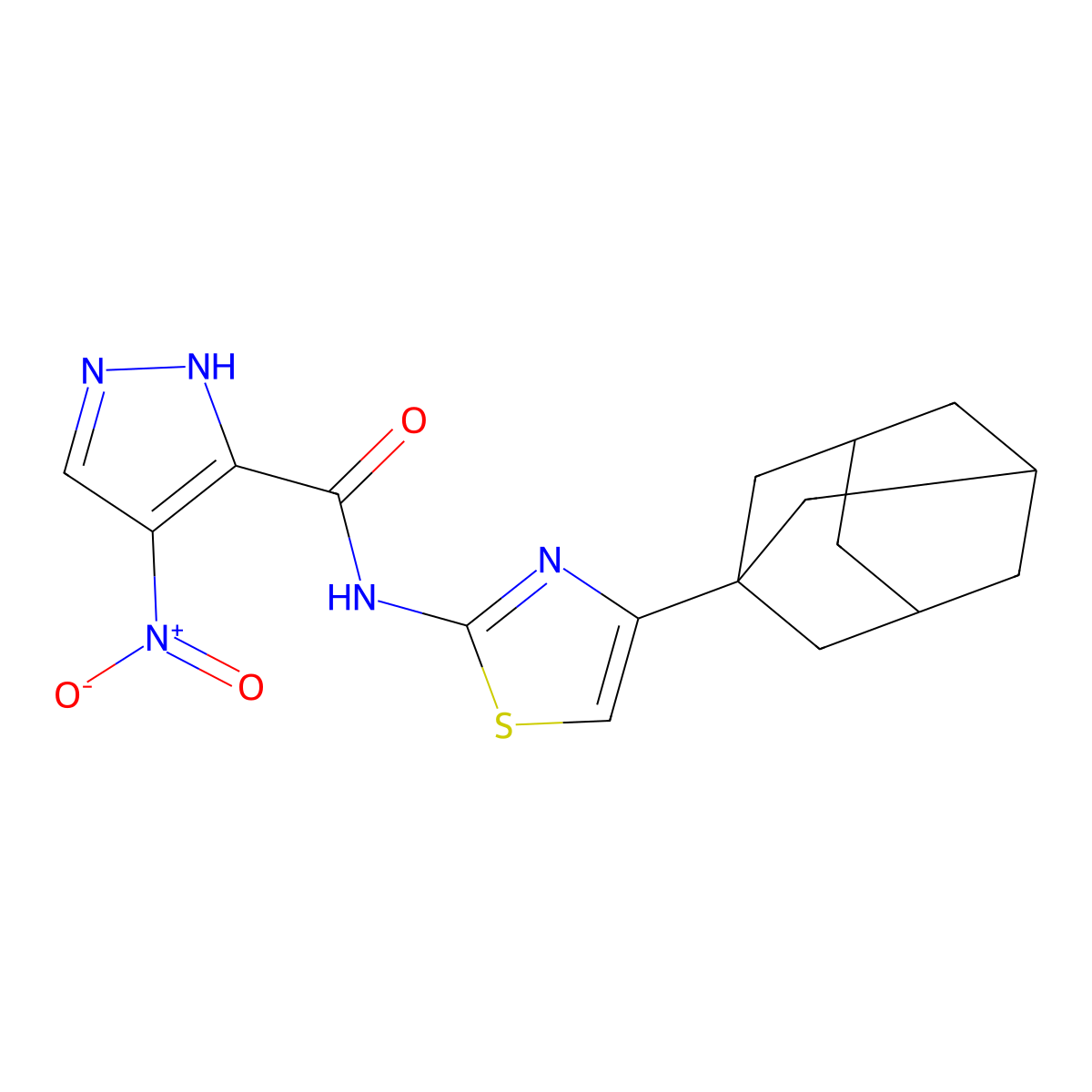 N-[4-(1-adamantyl)-1,3-thiazol-2-yl]-4-nitro-1H-pyrazole-5-carboxamide molecular structure, CAS 1005585-08-9