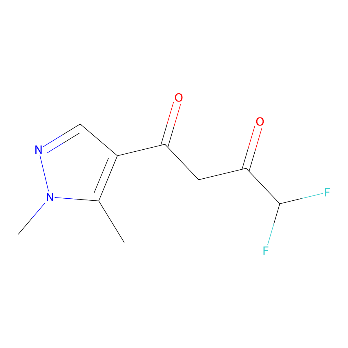 1-(1,5-dimethyl-1H-pyrazol-4-yl)-4,4-difluorobutane-1,3-dione molecular structure, CAS 1005585-64-7