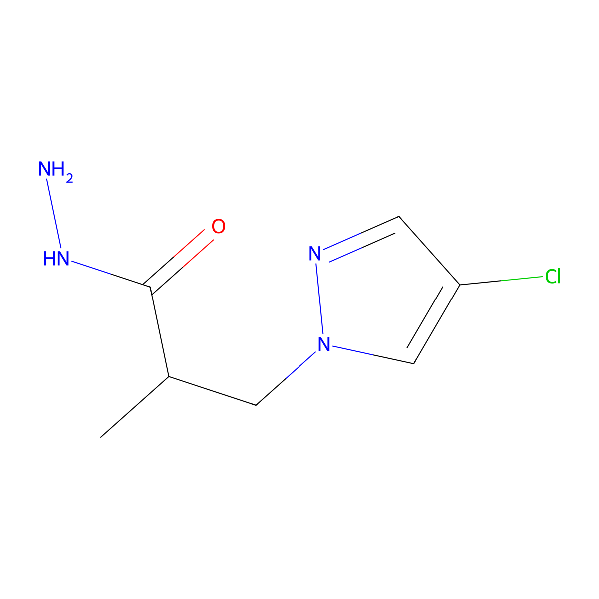 3-(4-chloro-1H-pyrazol-1-yl)-2-methylpropanehydrazide molecular structure, CAS 1005585-80-7