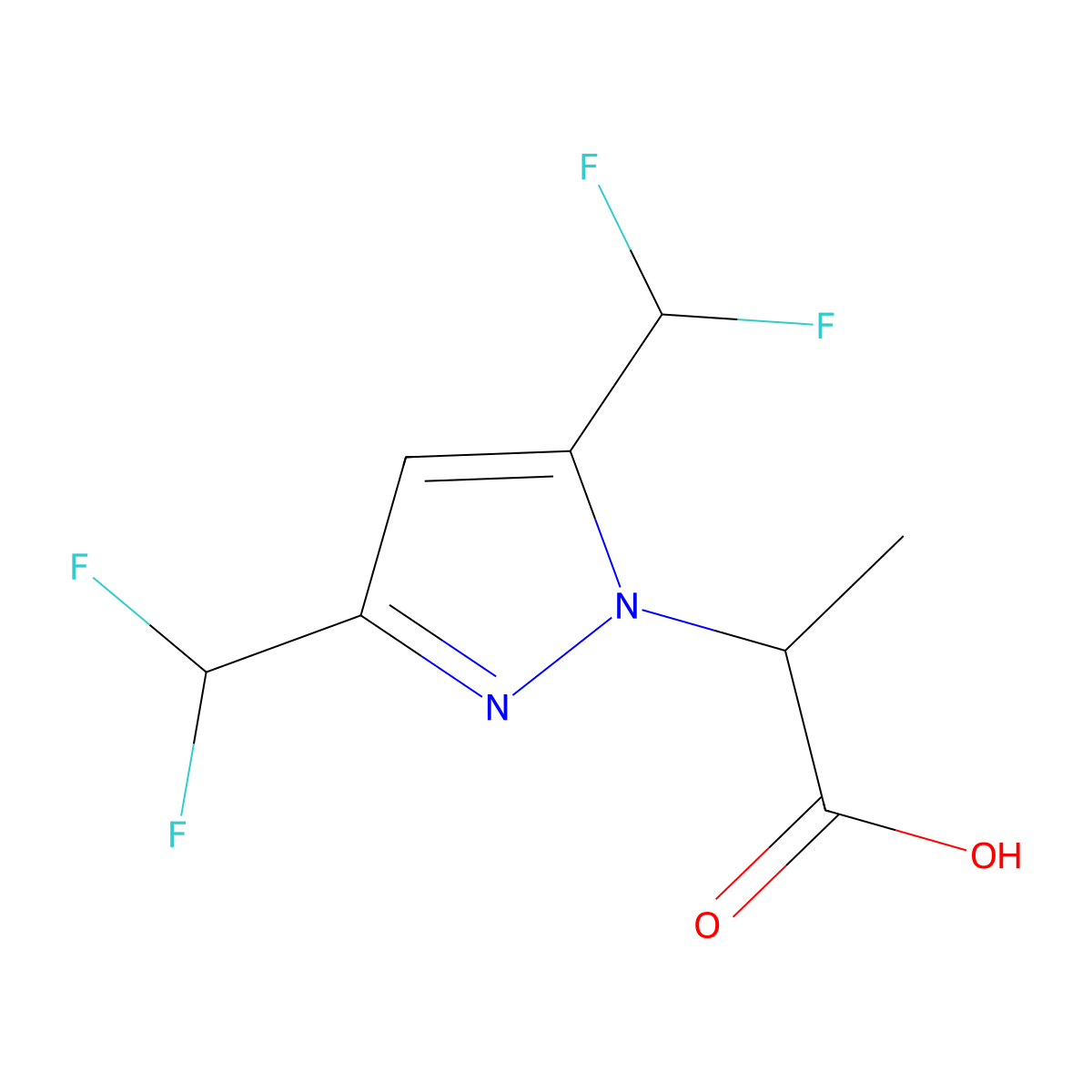 2-(3,5-bis(difluoromethyl)-1H-pyrazol-1-yl)propanoic acid molecular structure, CAS 1005586-13-9