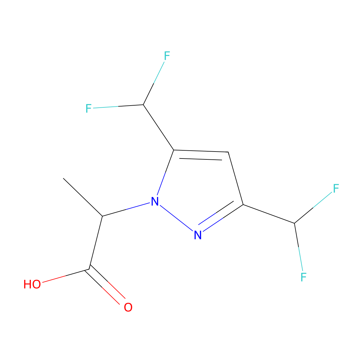 2-(3,5-bis(difluoromethyl)-1H-pyrazol-1-yl)propanoic acid molecular structure, CAS 1005586-13-9