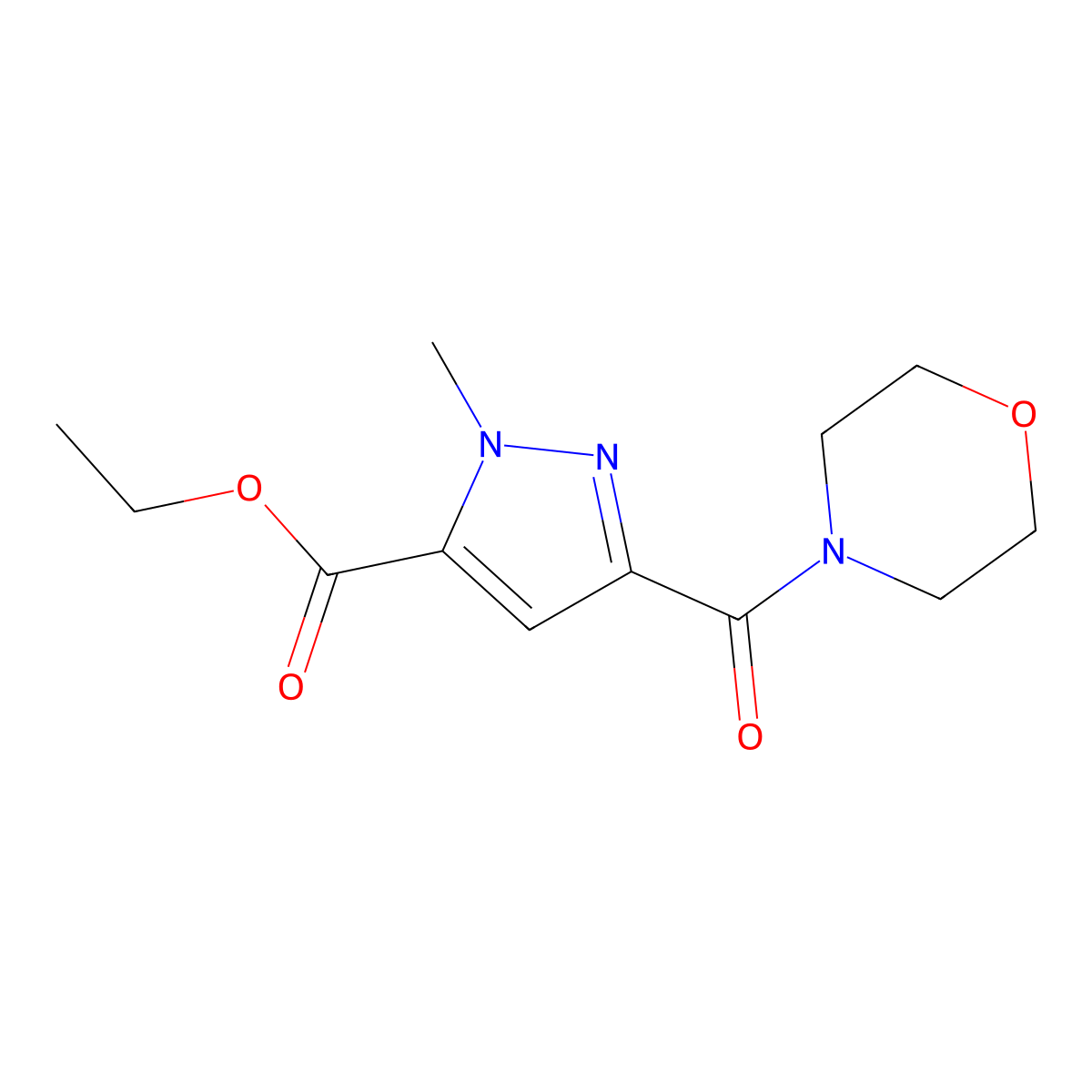 Ethyl 1-methyl-3-(morpholine-4-carbonyl)-1H-pyrazole-5-carboxylate molecular structure, CAS 1005586-29-7
