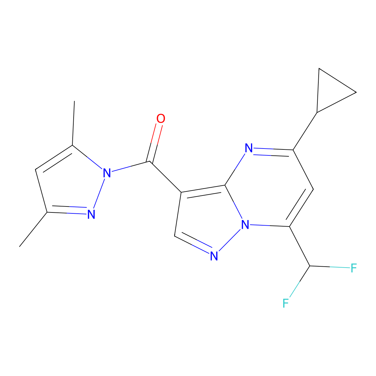[5-Cyclopropyl-7-(difluoromethyl)pyrazolo[1,5-a]pyrimidin-3-yl]-(3,5-dimethylpyrazol-1-yl)methanone molecular structure, CAS 1005586-64-0