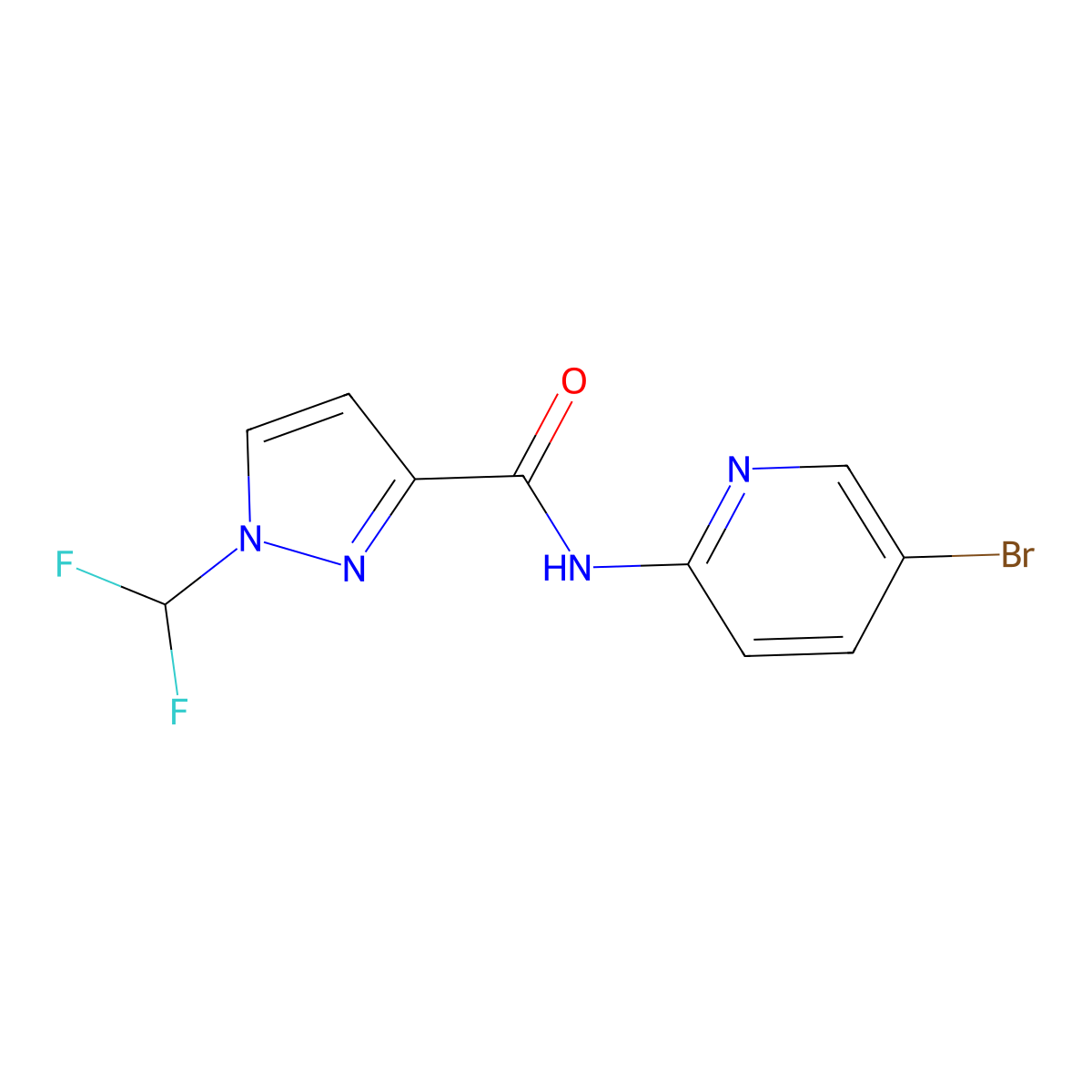 N-(5-bromopyridin-2-yl)-1-(difluoromethyl)pyrazole-3-carboxamide molecular structure, CAS 1005587-77-8