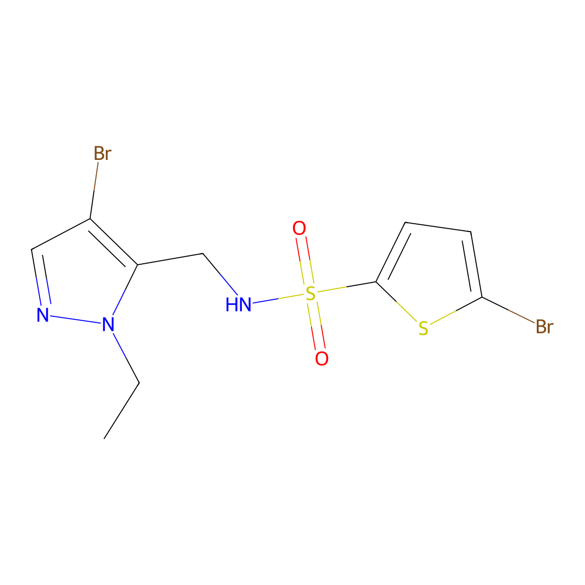 5-bromo-N-[(4-bromo-1-ethyl-1H-pyrazol-5-yl)methyl]thiophene-2-sulfonamide molecular structure, CAS 1005588-34-0