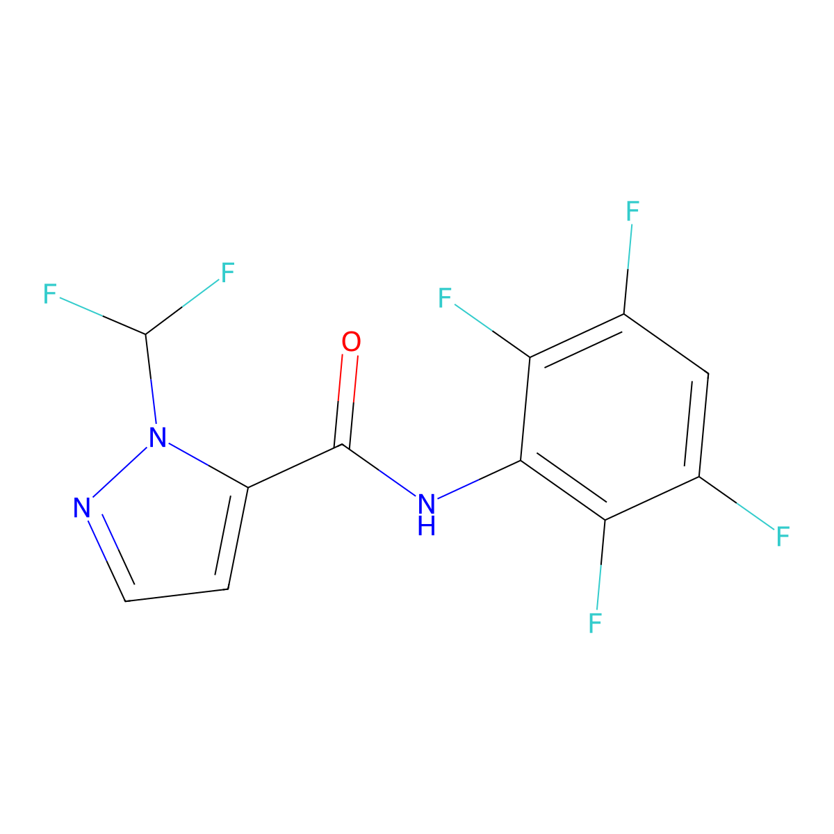 2-(difluoromethyl)-N-(2,3,5,6-tetrafluorophenyl)pyrazole-3-carboxamide molecular structure, CAS 1005588-82-8