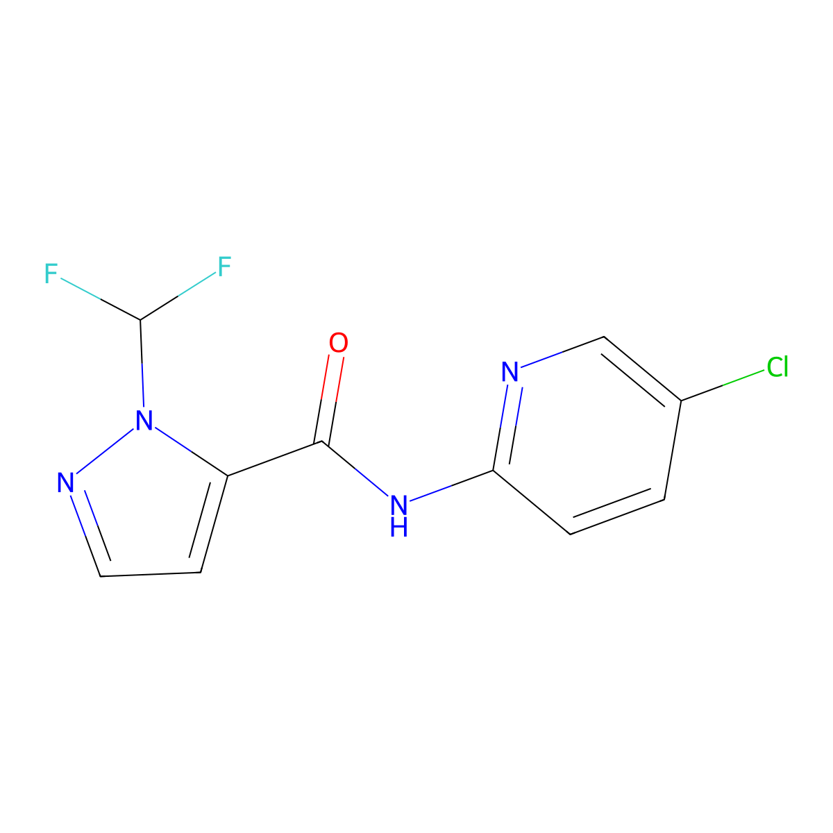 N-(5-chloropyridin-2-yl)-2-(difluoromethyl)pyrazole-3-carboxamide molecular structure, CAS 1005588-91-9