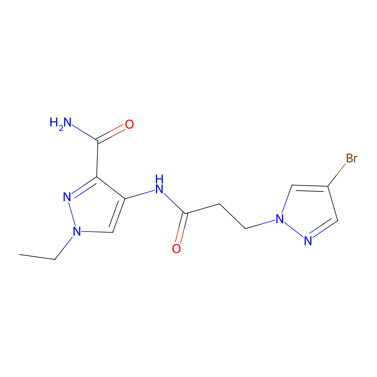 4-[3-(4-Bromopyrazol-1-yl)propanoylamino]-1-ethylpyrazole-3-carboxamide molecular structure, CAS 1005589-00-3