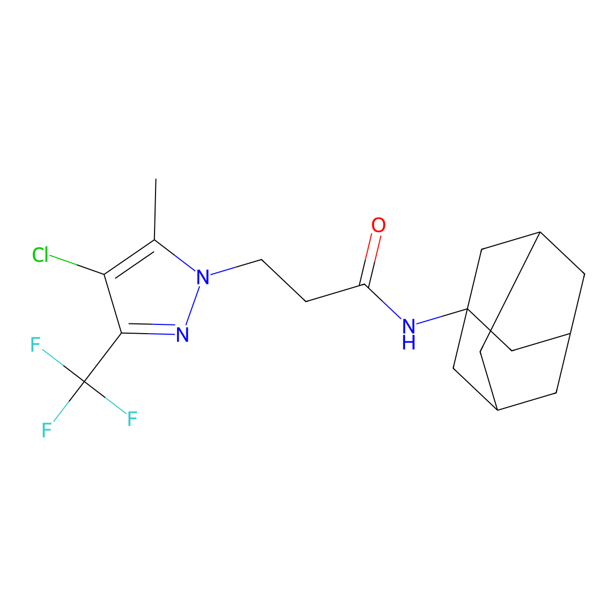 N-(1-adamantyl)-3-[4-chloro-5-methyl-3-(trifluoromethyl)pyrazol-1-yl]propanamide molecular structure, CAS 1005590-51-1
