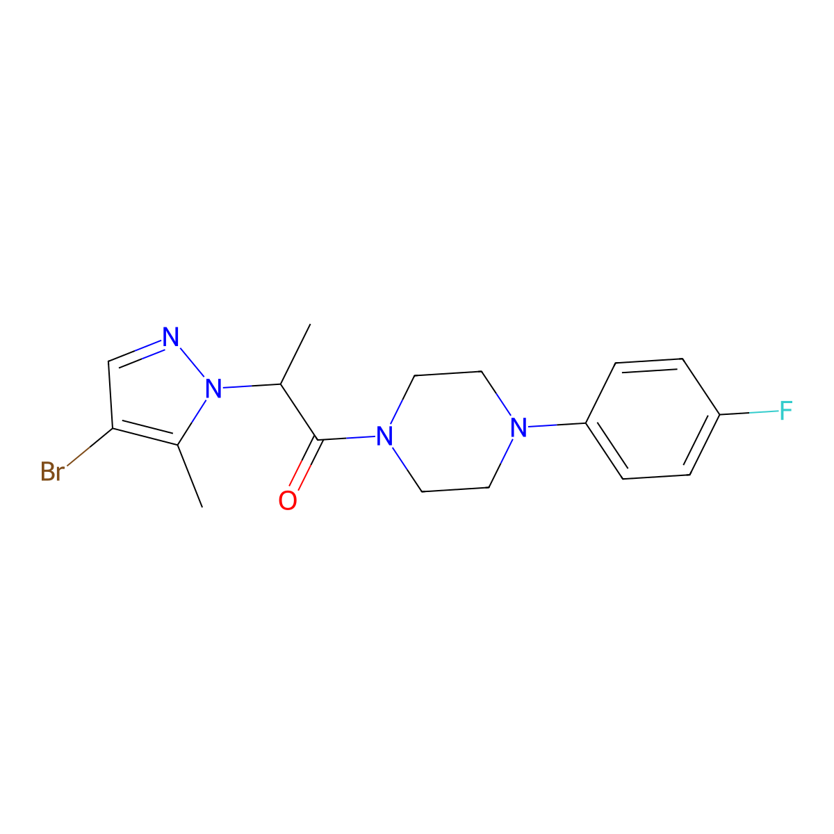 2-(4-Bromo-5-methylpyrazol-1-yl)-1-[4-(4-fluorophenyl)piperazin-1-yl]propan-1-one molecular structure, CAS 1005591-21-8