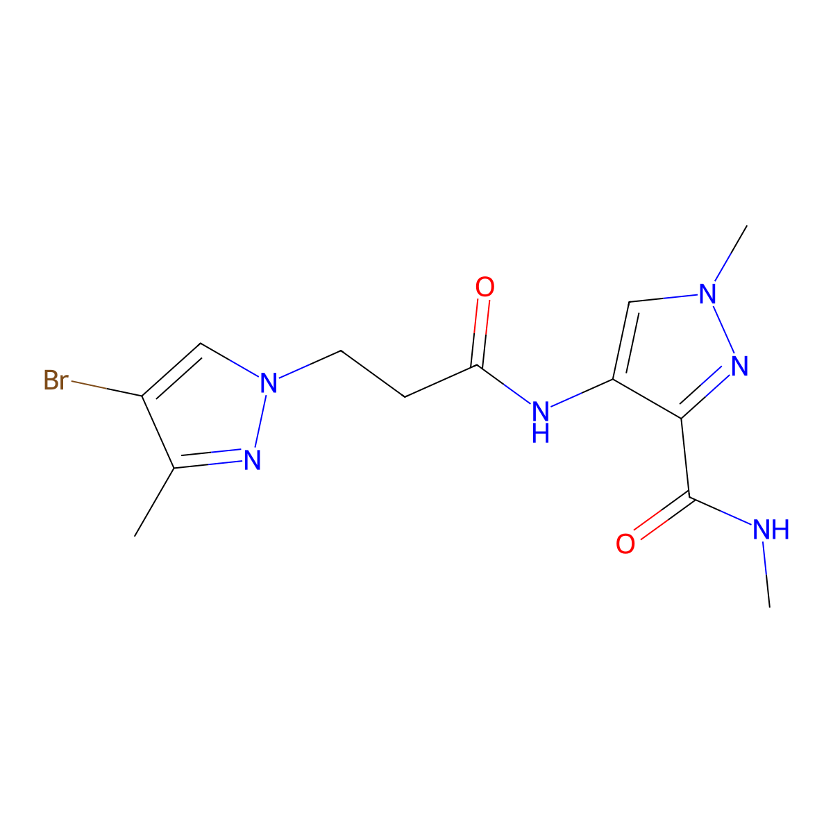 4-[3-(4-bromo-3-methylpyrazol-1-yl)propanoylamino]-N,1-dimethylpyrazole-3-carboxamide molecular structure, CAS 1005591-44-5