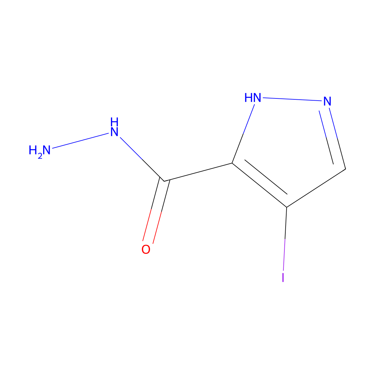 4-iodo-1H-pyrazole-5-carbohydrazide molecular structure, CAS 1005592-09-5