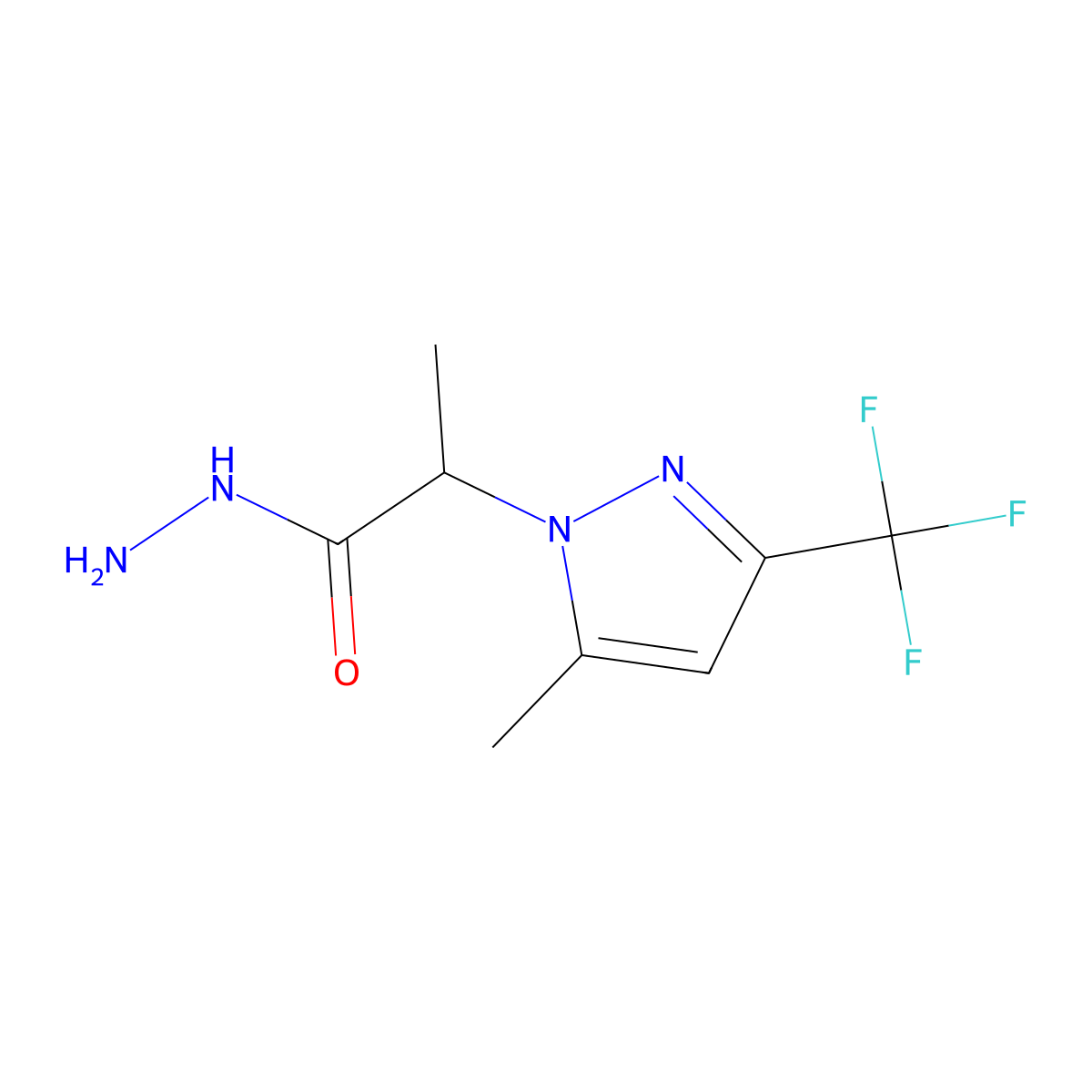 2-(5-Methyl-3-(trifluoromethyl)-1H-pyrazol-1-yl)propanehydrazide molecular structure, CAS 1005592-15-3