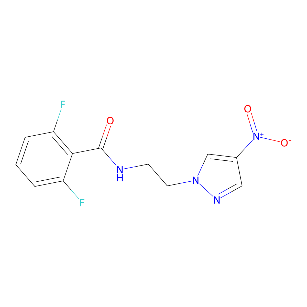 2,6-difluoro-N-[2-(4-nitropyrazol-1-yl)ethyl]benzamide molecular structure, CAS 1005593-13-4